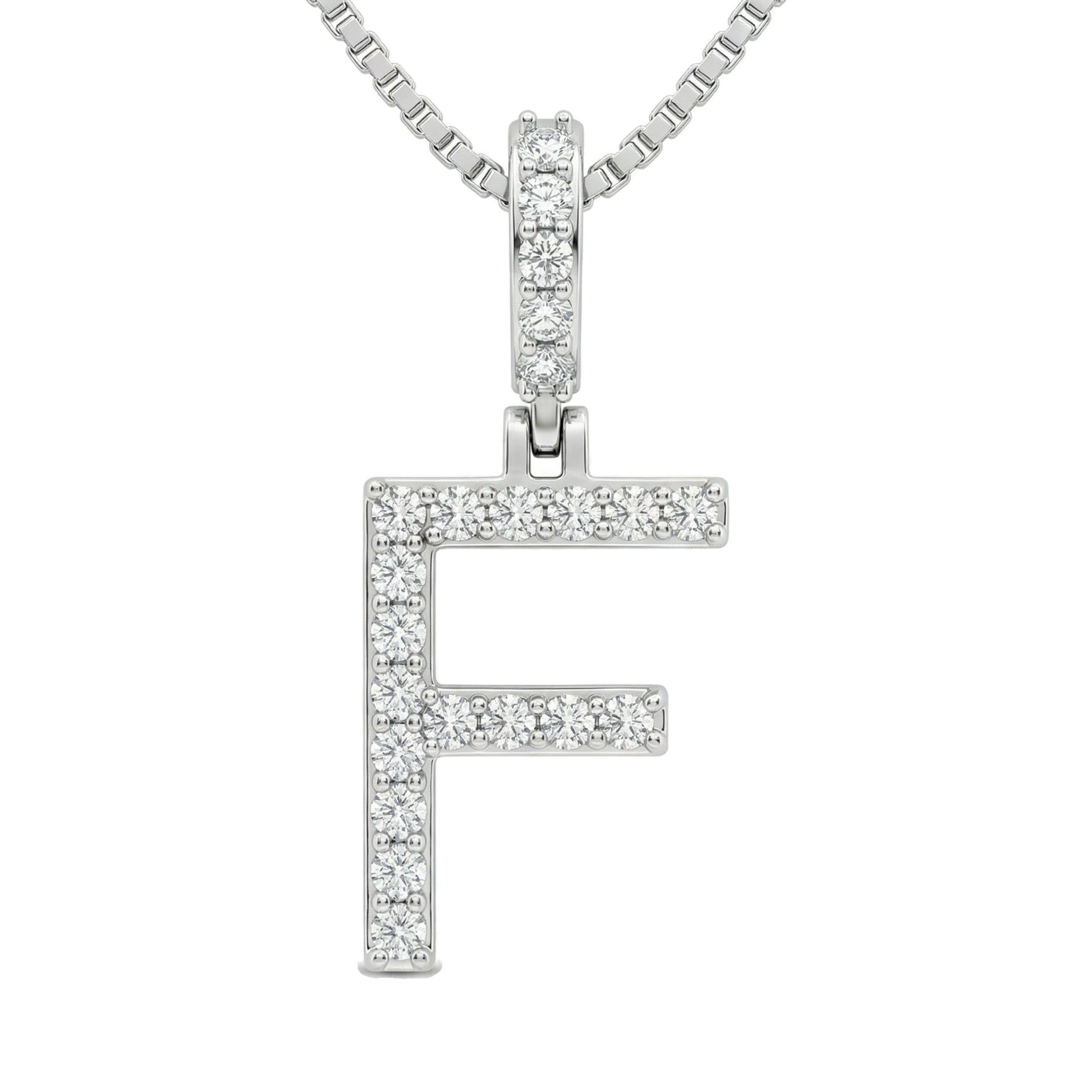 0.35 Ct EF VS Moissanite F Classic Single Row Initial Pendant in 925 Sterling Silver 702552