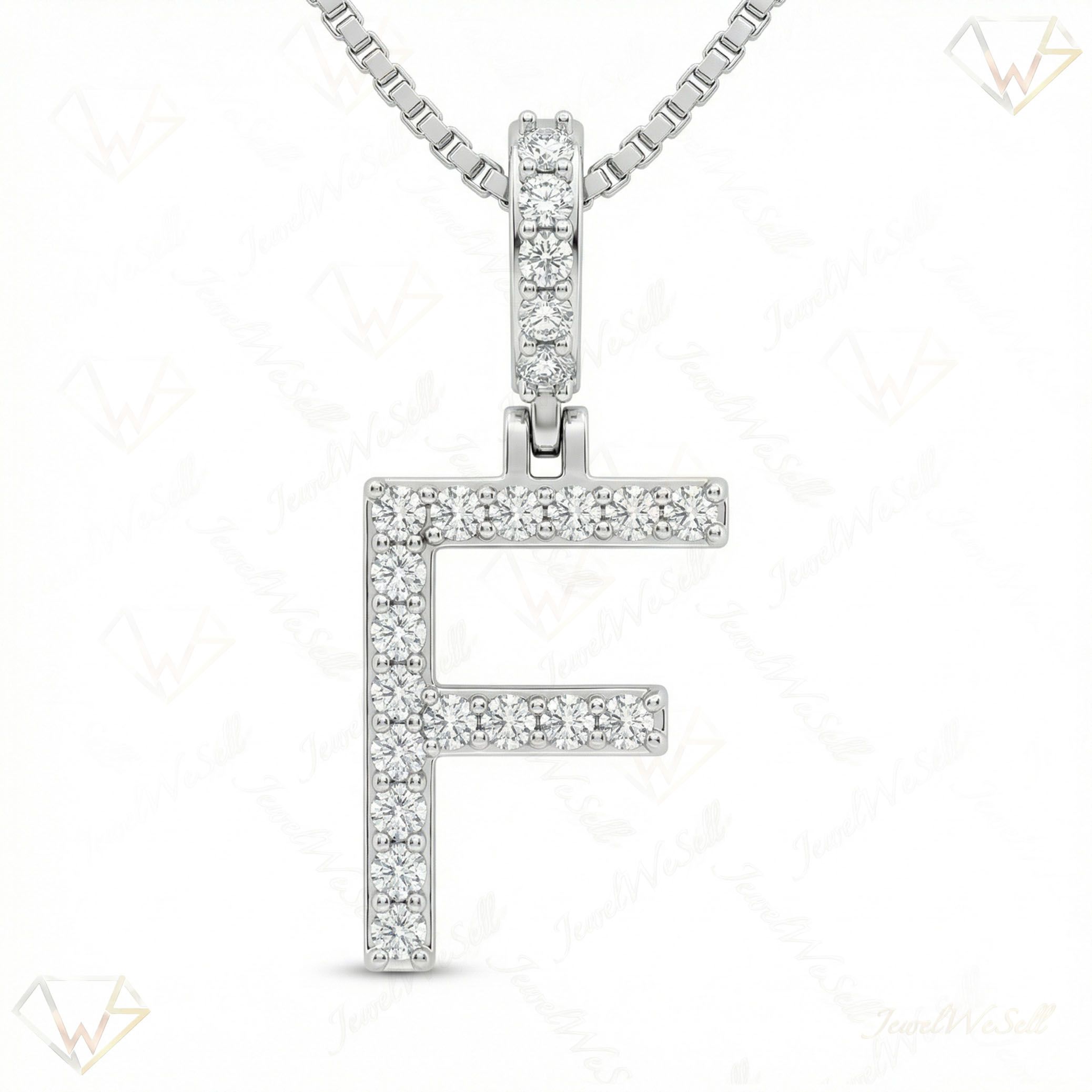 0.35 Ct EF VS Lab Grown Diamond F Classic Single Row Initial Pendant in 10k White Gold 702552