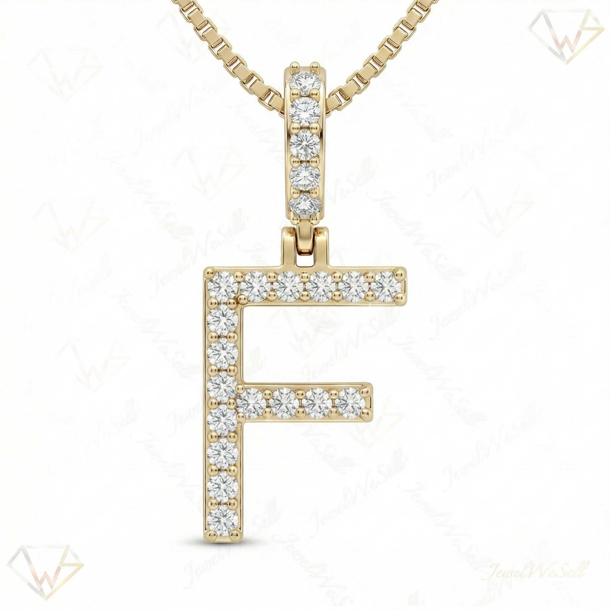 0.35 Ct EF VS Lab Grown Diamond F Classic Single Row Initial Pendant in 10k Yellow Gold 702552