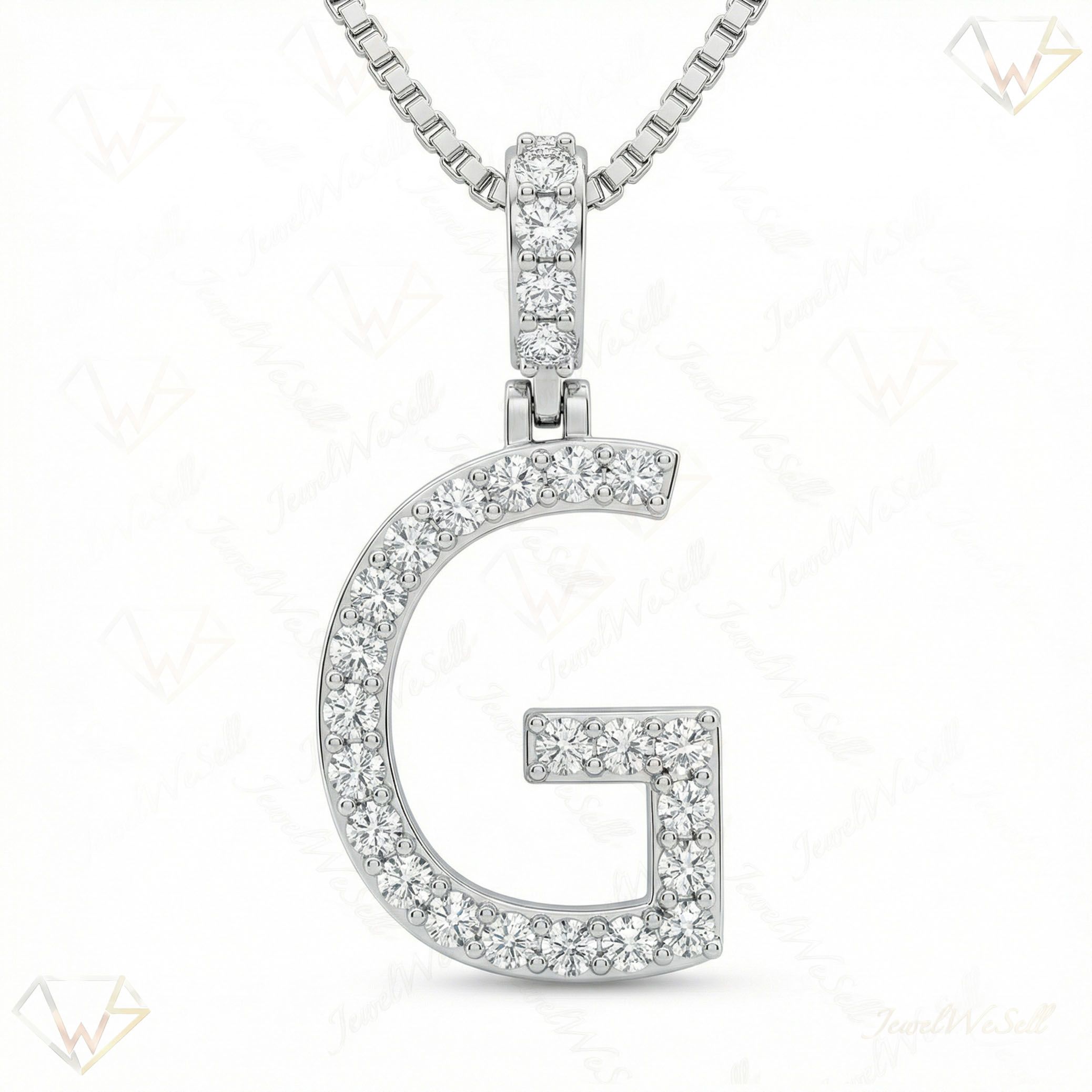 0.45 Ct EF VS Moissanite G Classic Single Row Initial Pendant in 925 Sterling Silver 702553