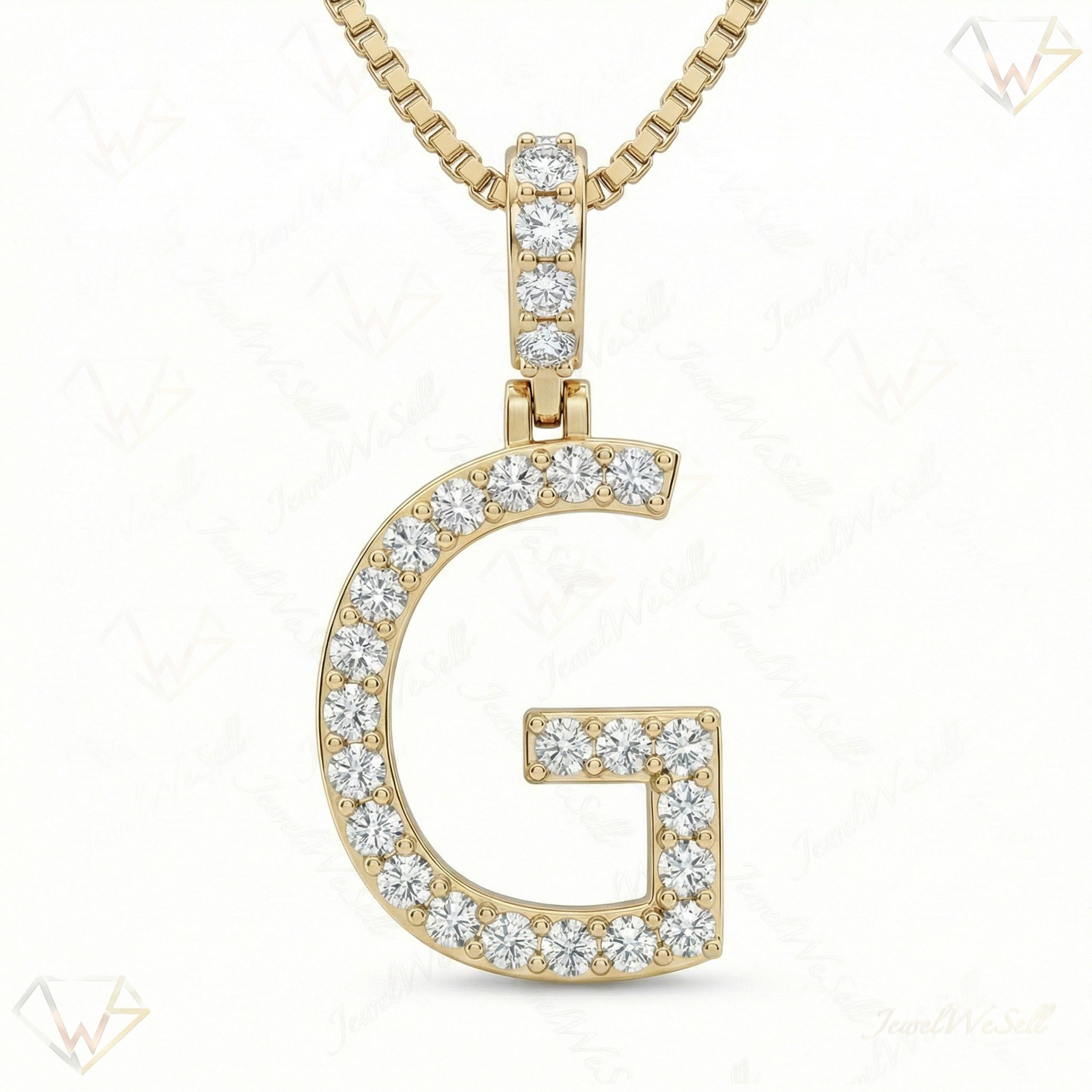 0.45 Ct EF VS Lab Grown Diamond G Classic Single Row Initial Pendant in 10k Yellow Gold 702553