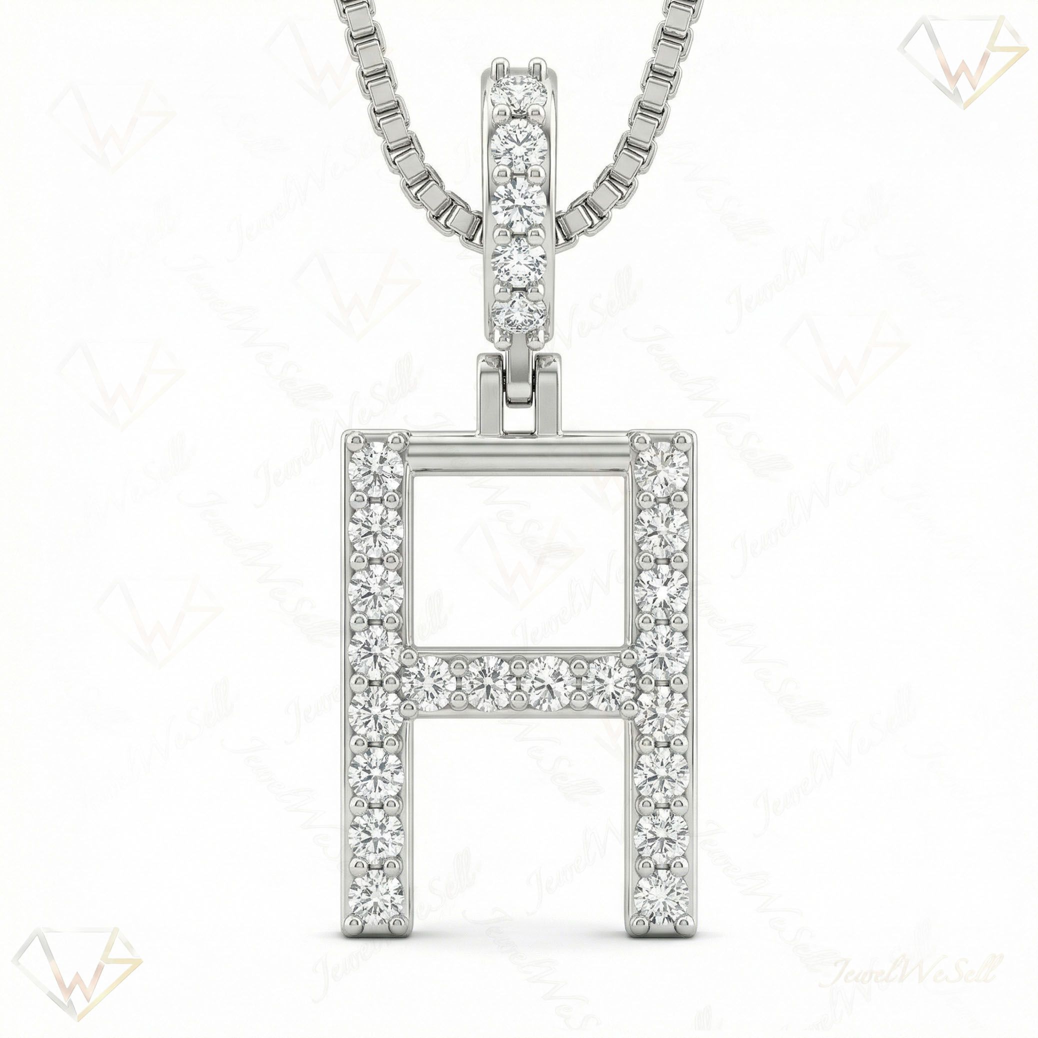 0.40 Ct EF VS Moissanite H Classic Single Row Initial Pendant in 925 Sterling Silver 702554