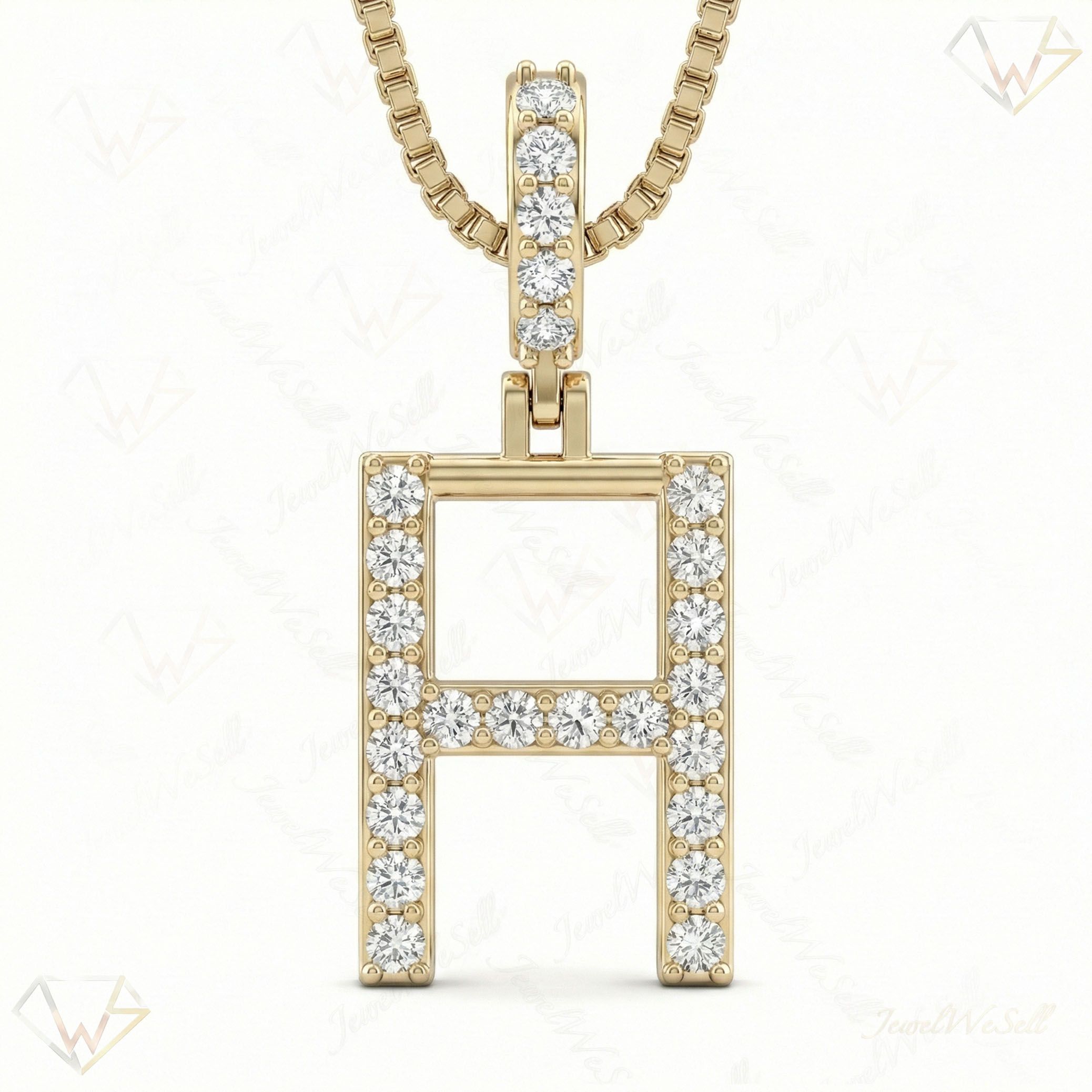 0.40 Ct EF VS Lab Grown Diamond H Classic Single Row Initial Pendant in 10k Yellow Gold 702554