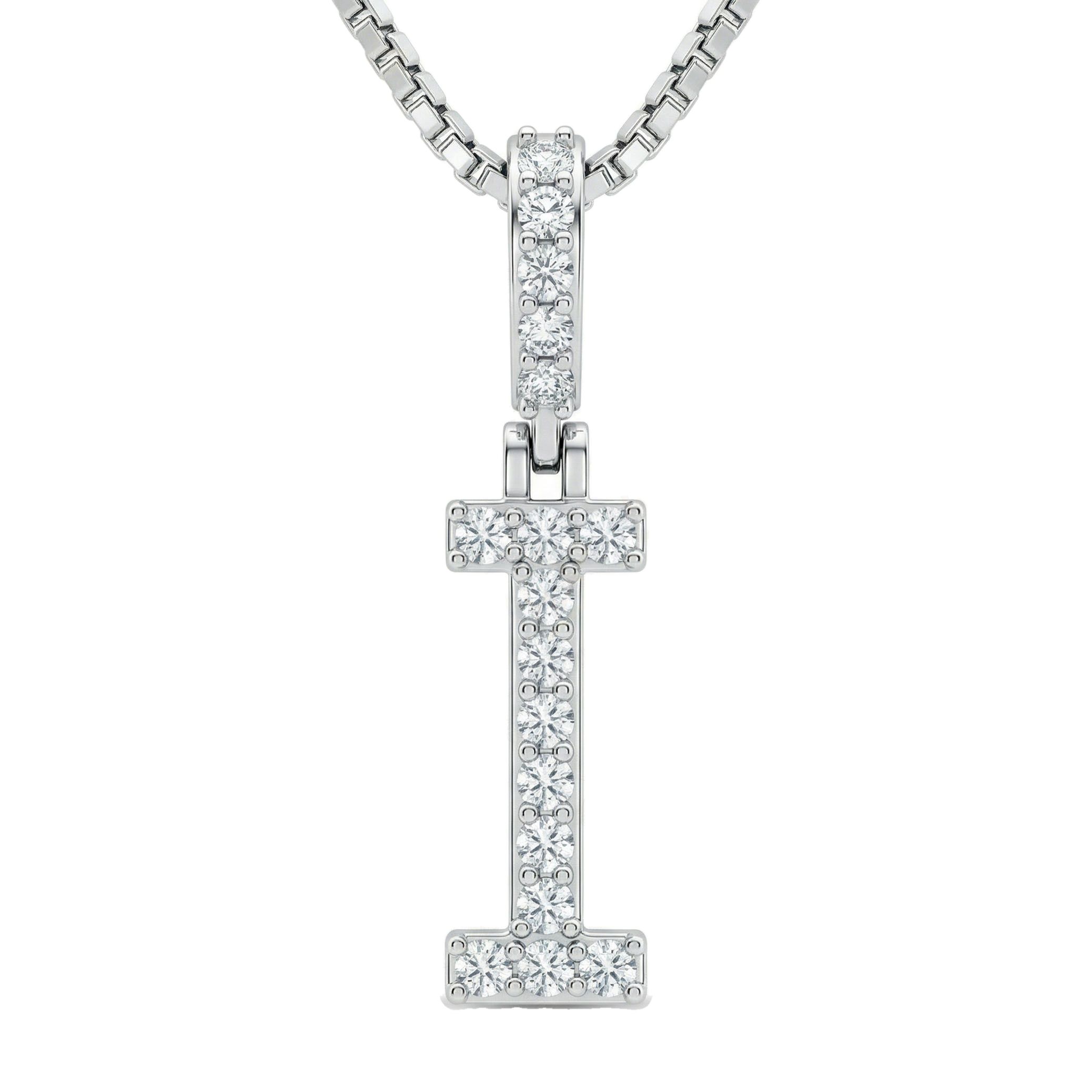 0.30 Ct EF VS Lab Grown Diamond I Classic Single Row Initial Pendant in 10k White Gold 702555