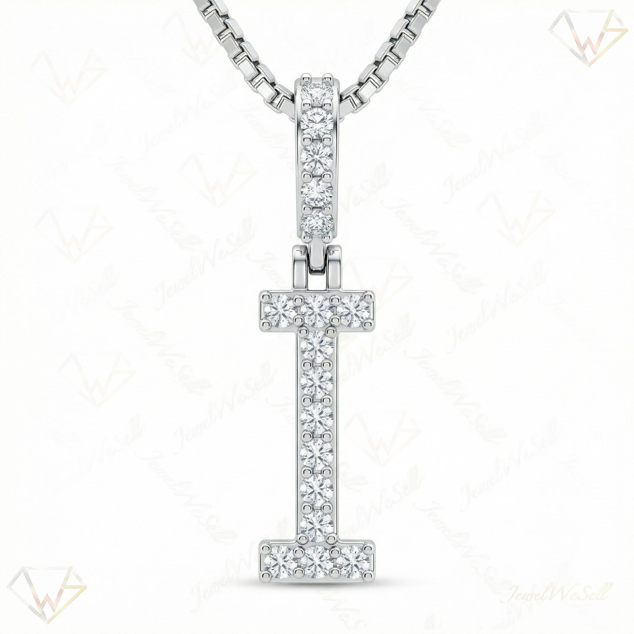 0.30 Ct EF VS Lab Grown Diamond I Classic Single Row Initial Pendant in 14k White Gold 702555
