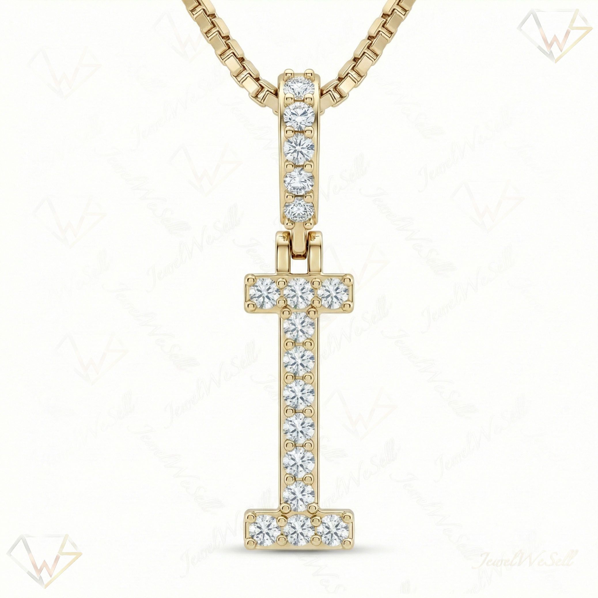 0.30 Ct EF VS Lab Grown Diamond I Classic Single Row Initial Pendant in 10k Yellow Gold 702555