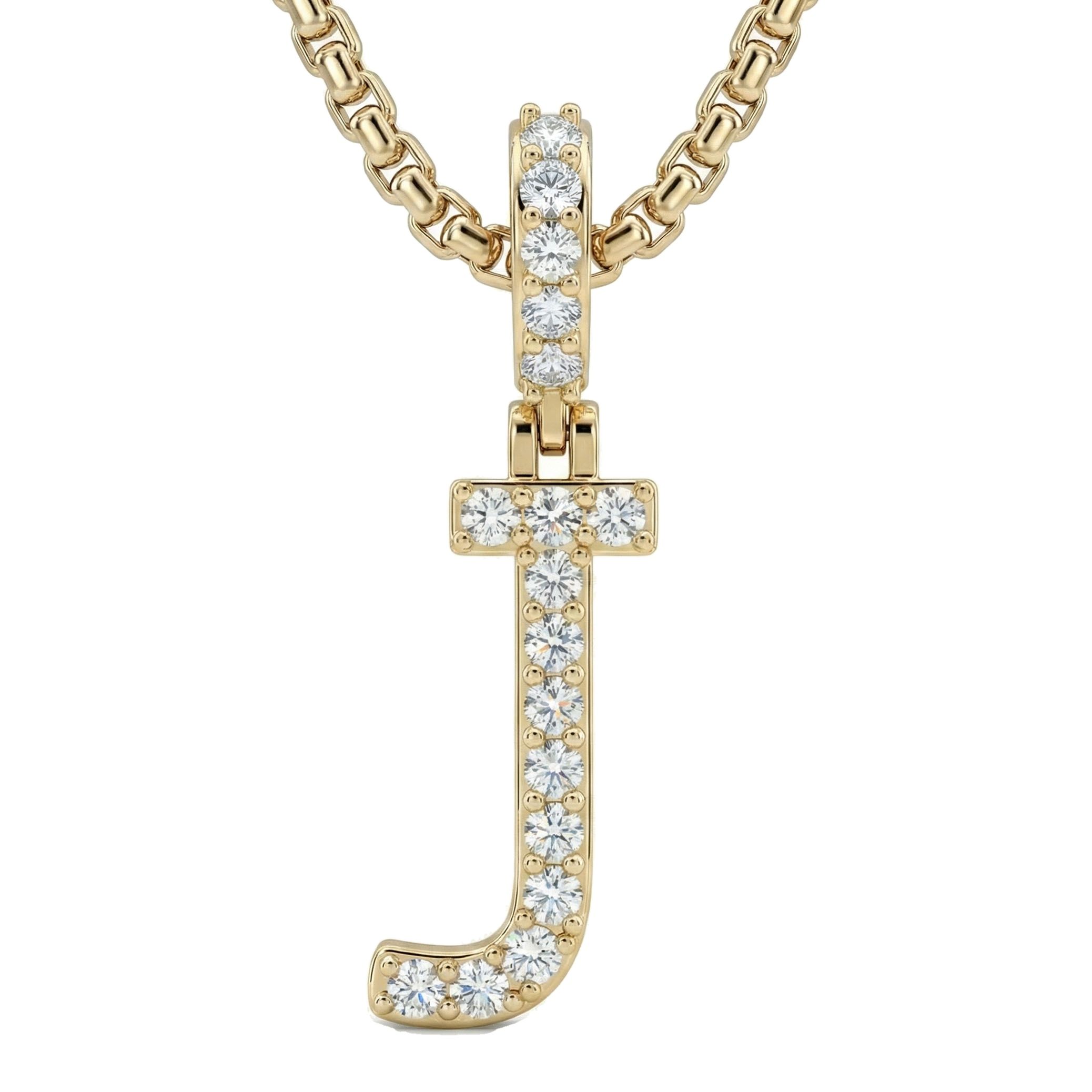 0.30 Ct EF VS Lab Grown Diamond J Classic Single Row Initial Pendant in 10k Yellow Gold 702556