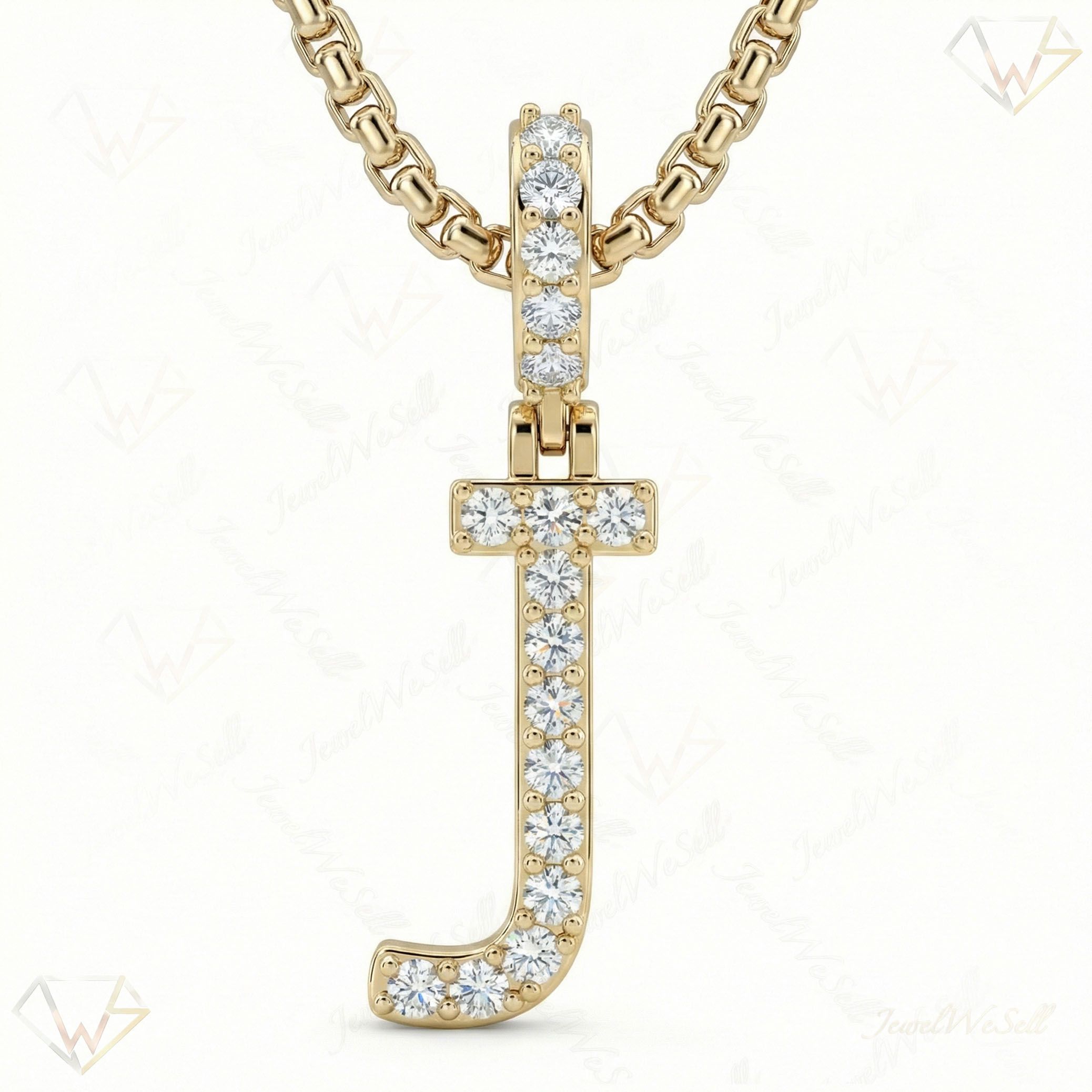0.30 Ct EF VS Lab Grown Diamond J Classic Single Row Initial Pendant in 14k Yellow Gold 702556