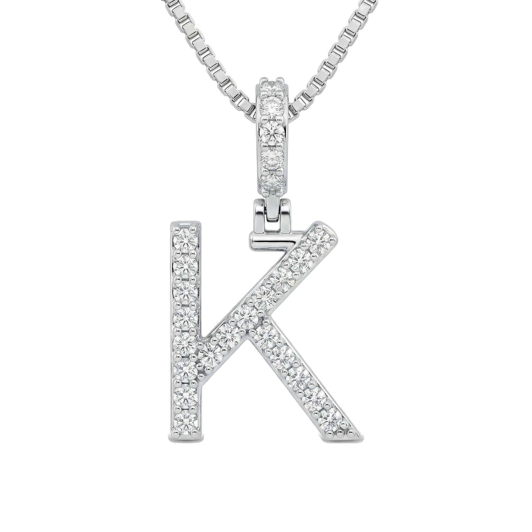 0.40 Ct EF VS Lab Grown Diamond K Classic Single Row Initial Pendant in 14k White Gold 702557
