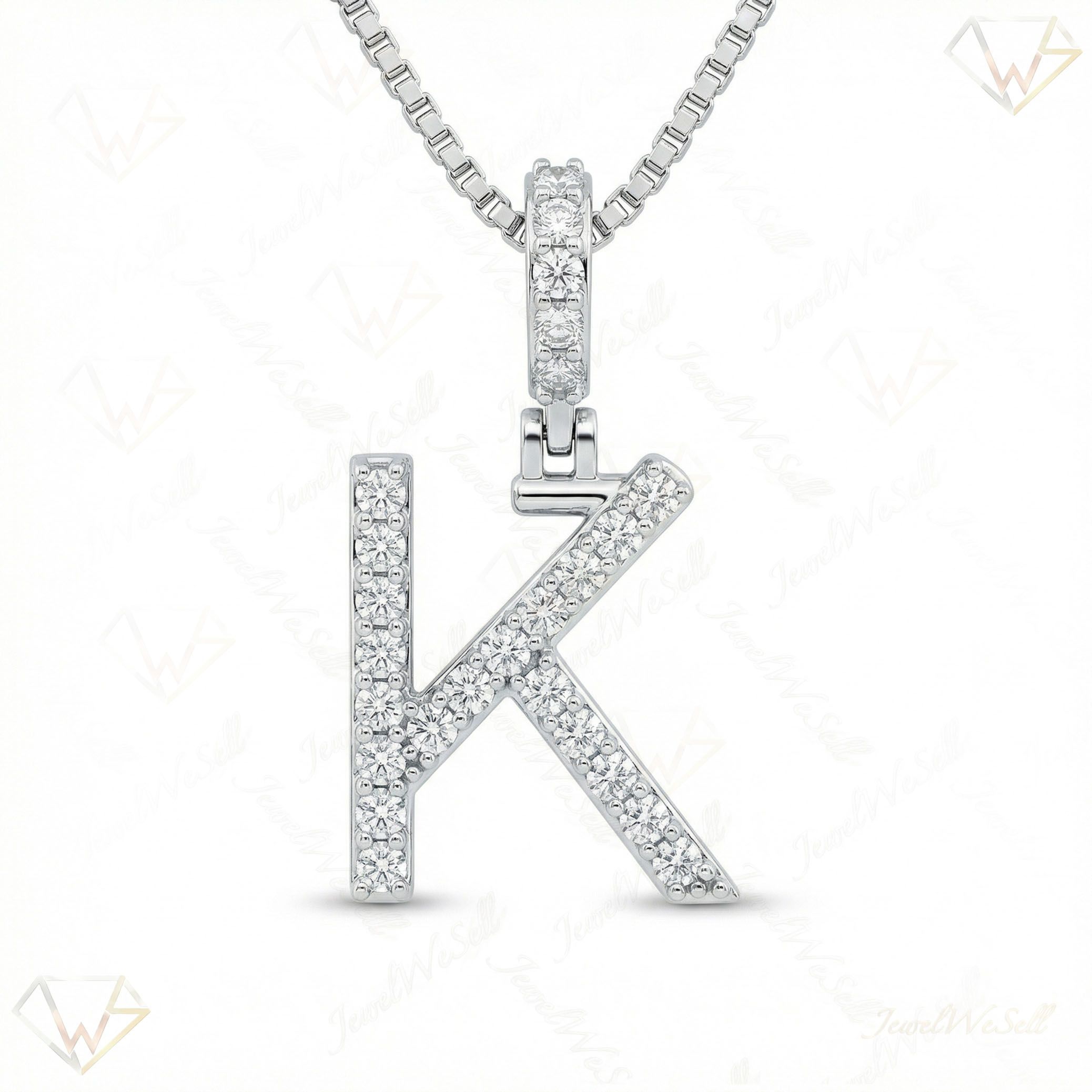 0.40 Ct EF VS Moissanite K Classic Single Row Initial Pendant in 925 Sterling Silver 702557