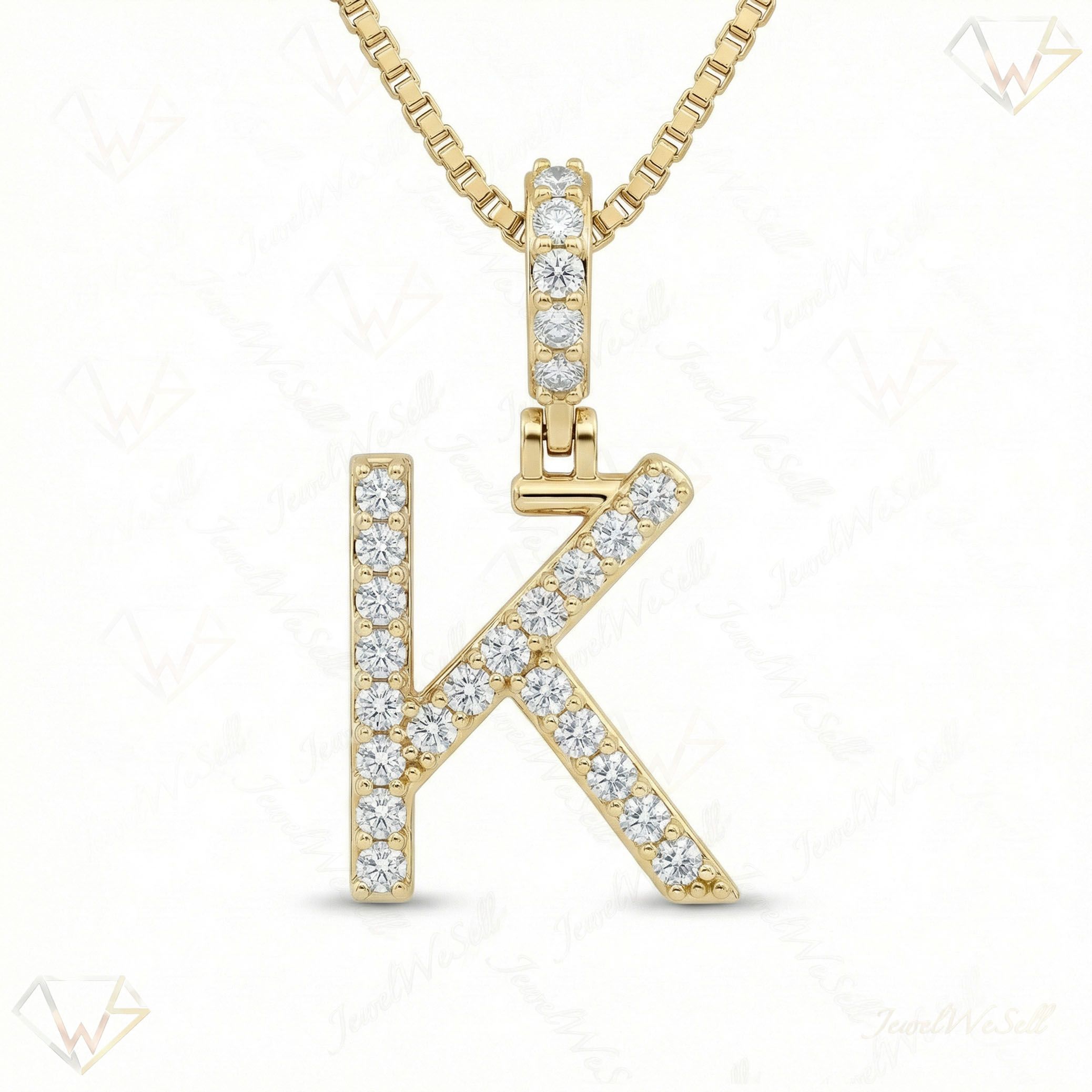0.40 Ct EF VS Lab Grown Diamond K Classic Single Row Initial Pendant in 14k Yellow Gold 702557