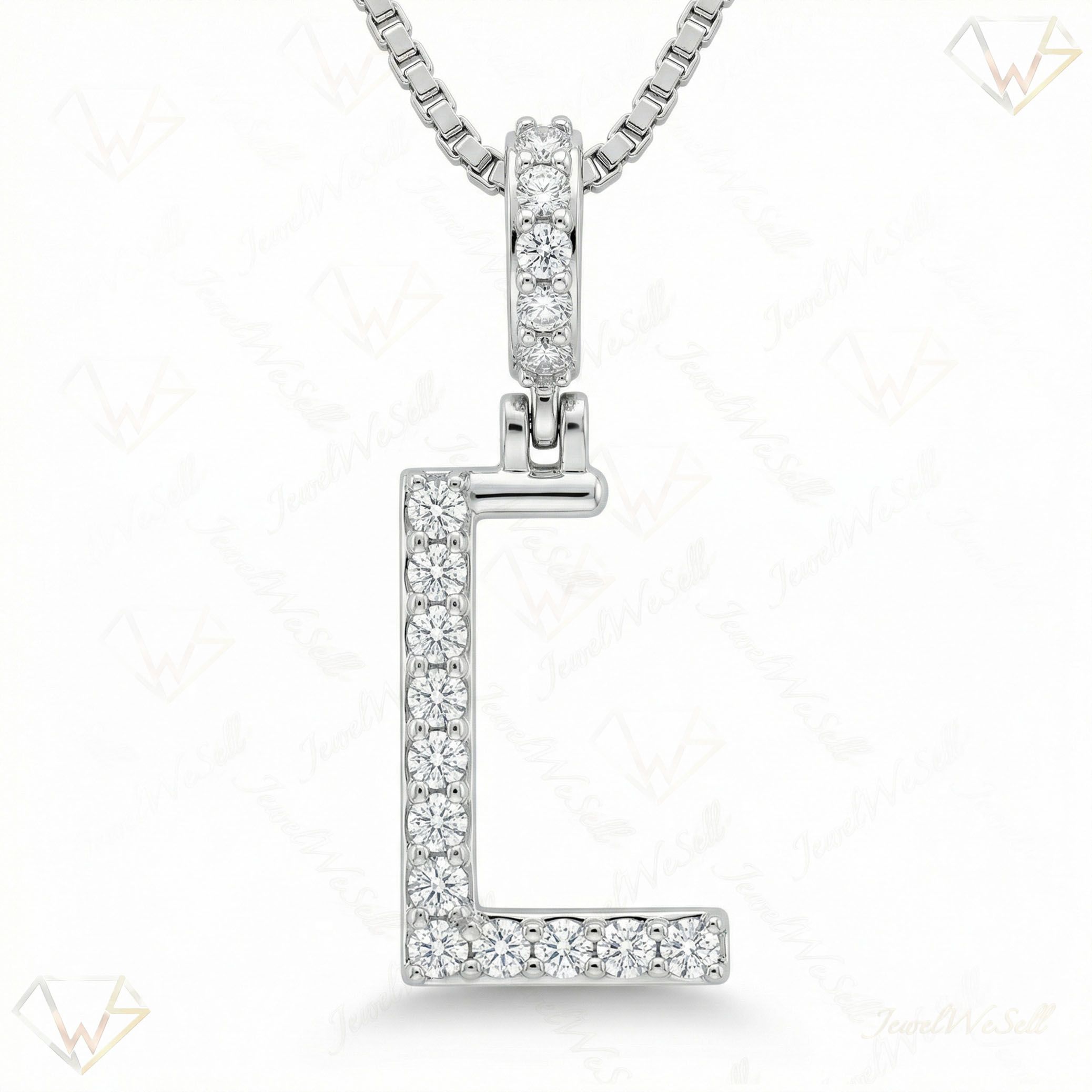 0.30 Ct EF VS Moissanite L Classic Single Row Initial Pendant in 925 Sterling Silver 702558