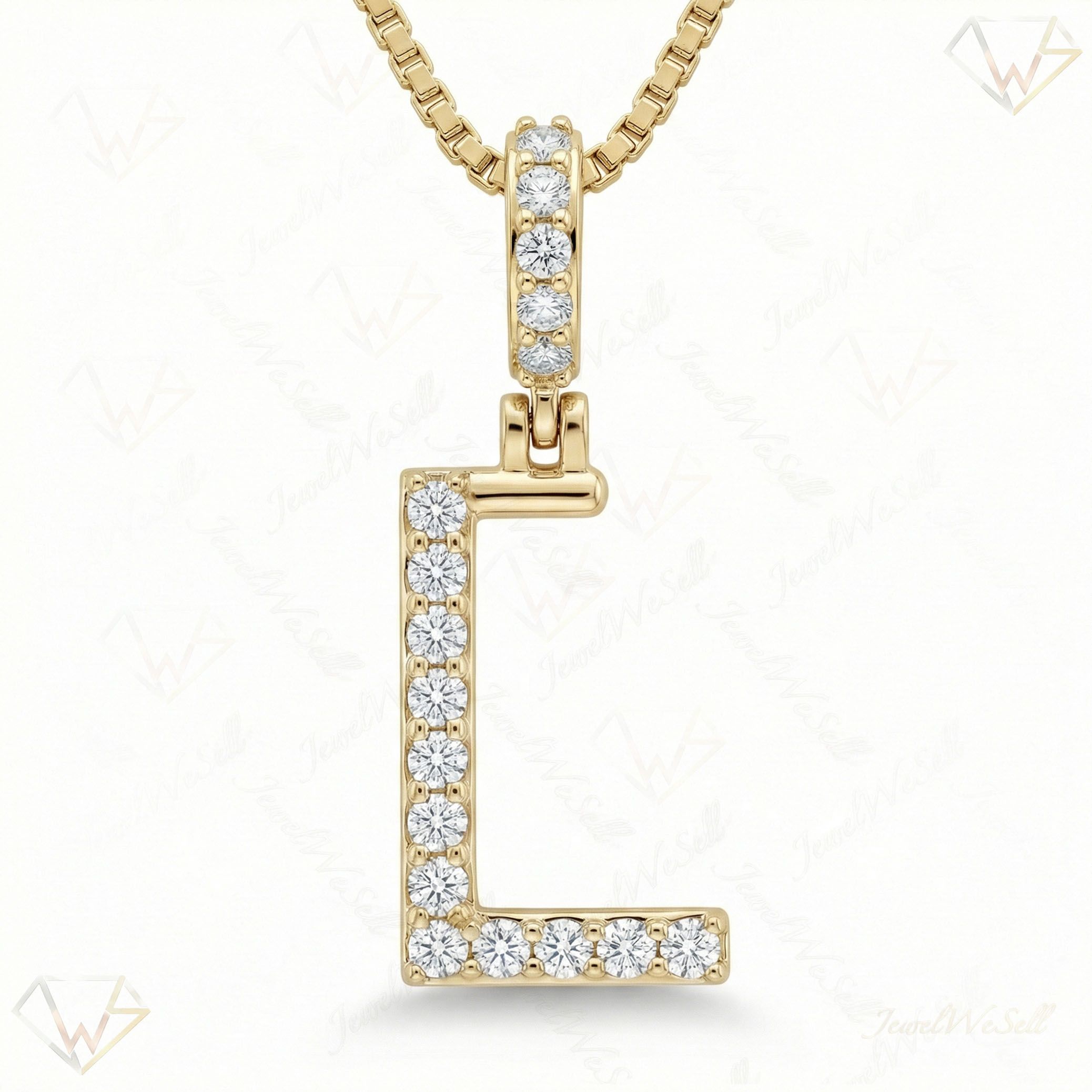 0.30 Ct EF VS Lab Grown Diamond L Classic Single Row Initial Pendant in 10k Yellow Gold 702558