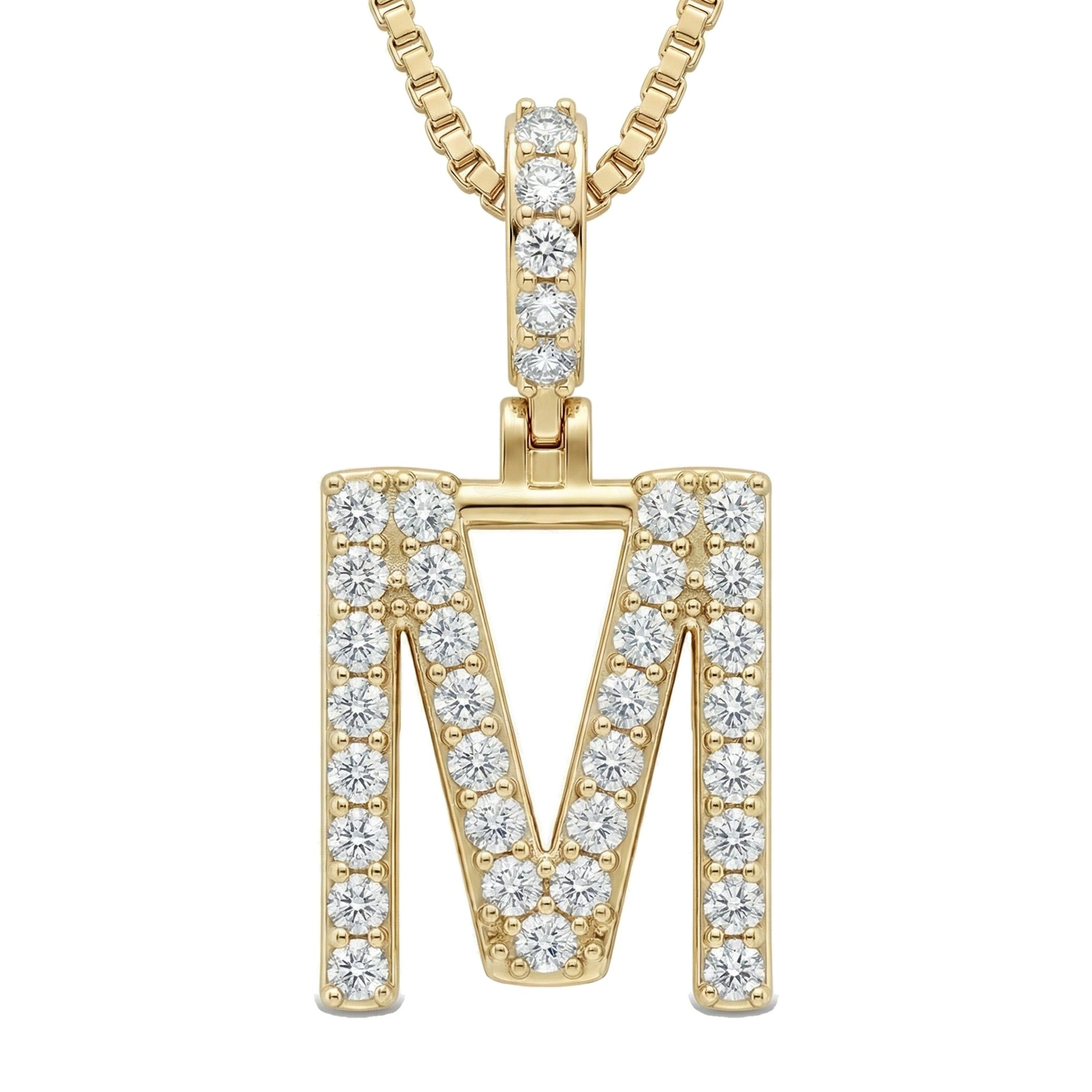 0.60 Ct EF VS Lab Grown Diamond M Classic Single Row Initial Pendant in 14k Yellow Gold 702559