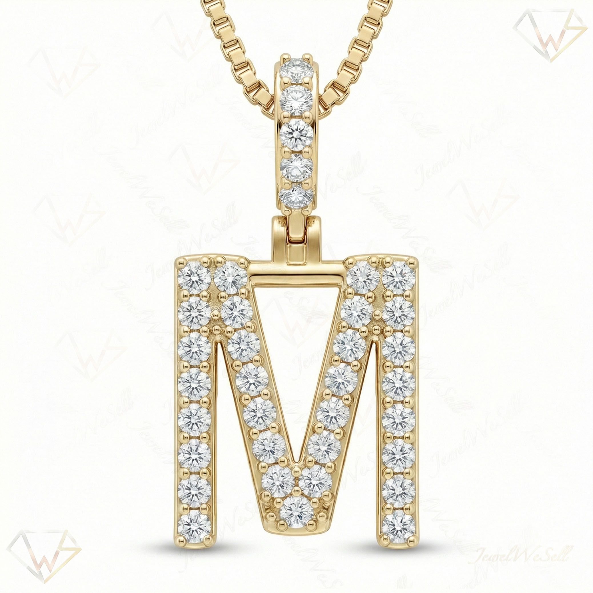 0.60 Ct EF VS Lab Grown Diamond M Classic Single Row Initial Pendant in 10k Yellow Gold 702559