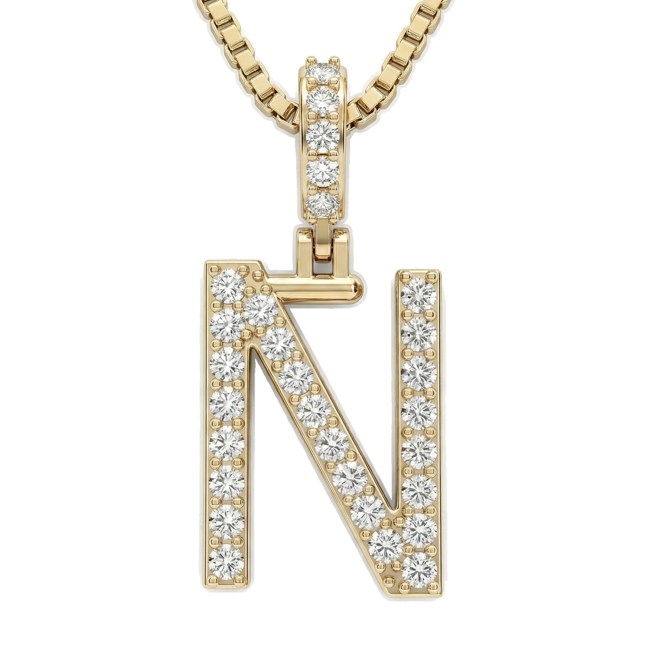 0.45 Ct EF VS Lab Grown Diamond N Classic Single Row Initial Pendant in 14k Yellow Gold 702560