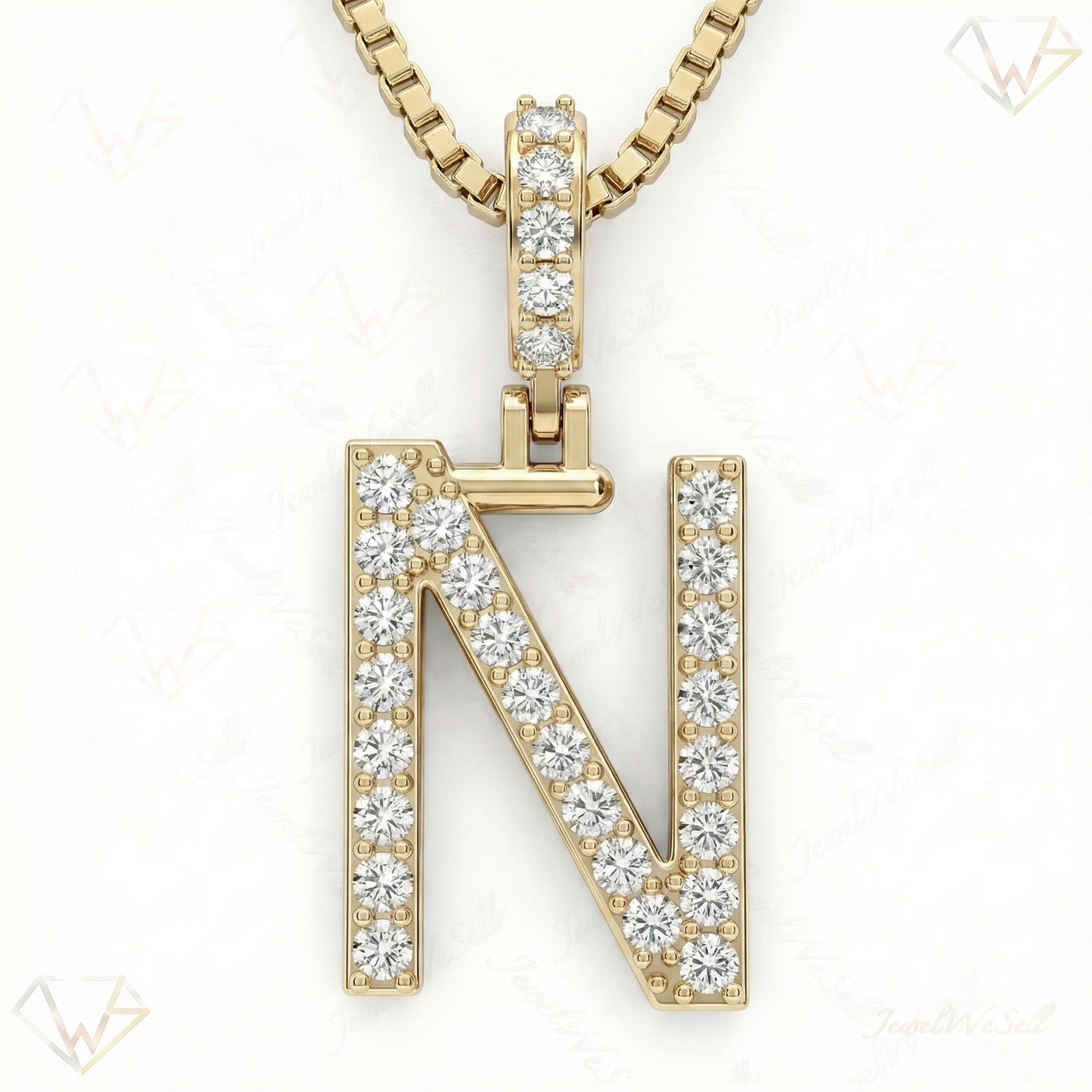 0.45 Ct EF VS Lab Grown Diamond N Classic Single Row Initial Pendant in 10k Yellow Gold 702560