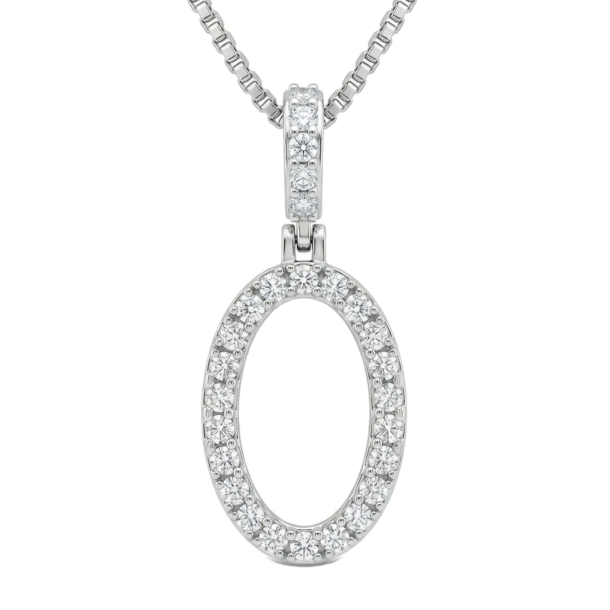 0.45 Ct EF VS Lab Grown Diamond O Classic Single Row Initial Pendant in 14k White Gold 702561
