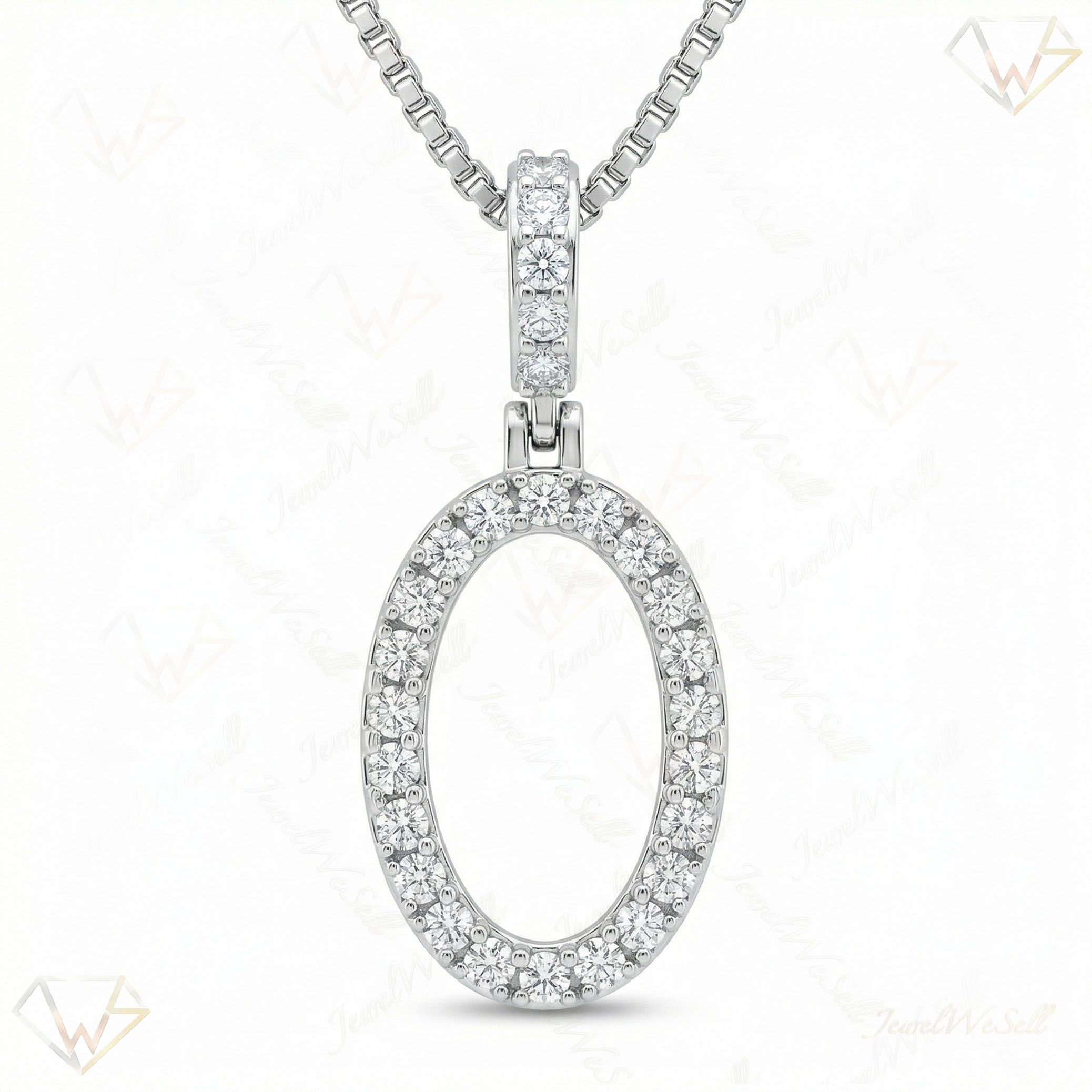 0.45 Ct EF VS Moissanite O Classic Single Row Initial Pendant in 925 Sterling Silver 702561