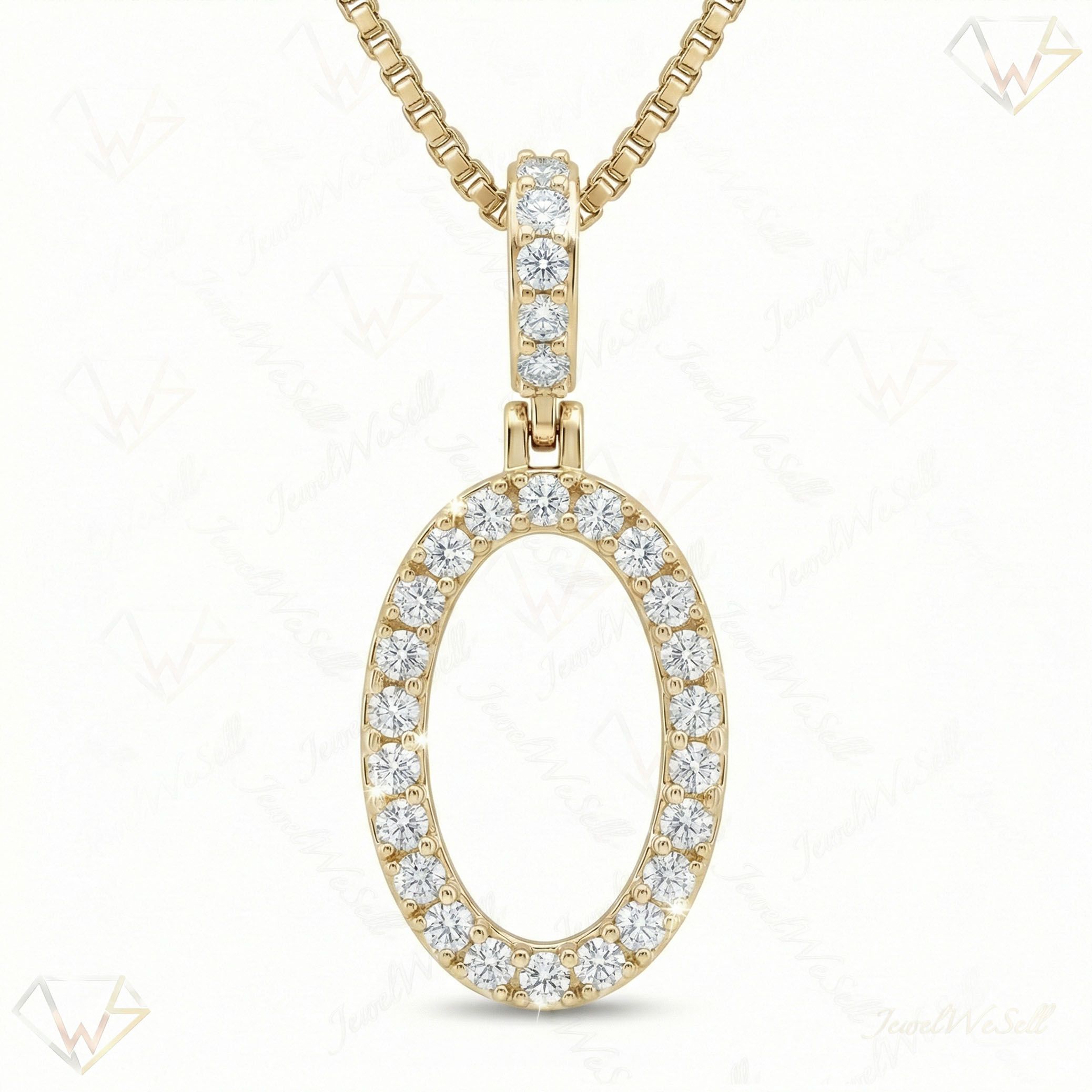 0.45 Ct EF VS Lab Grown Diamond O Classic Single Row Initial Pendant in 10k Yellow Gold 702561