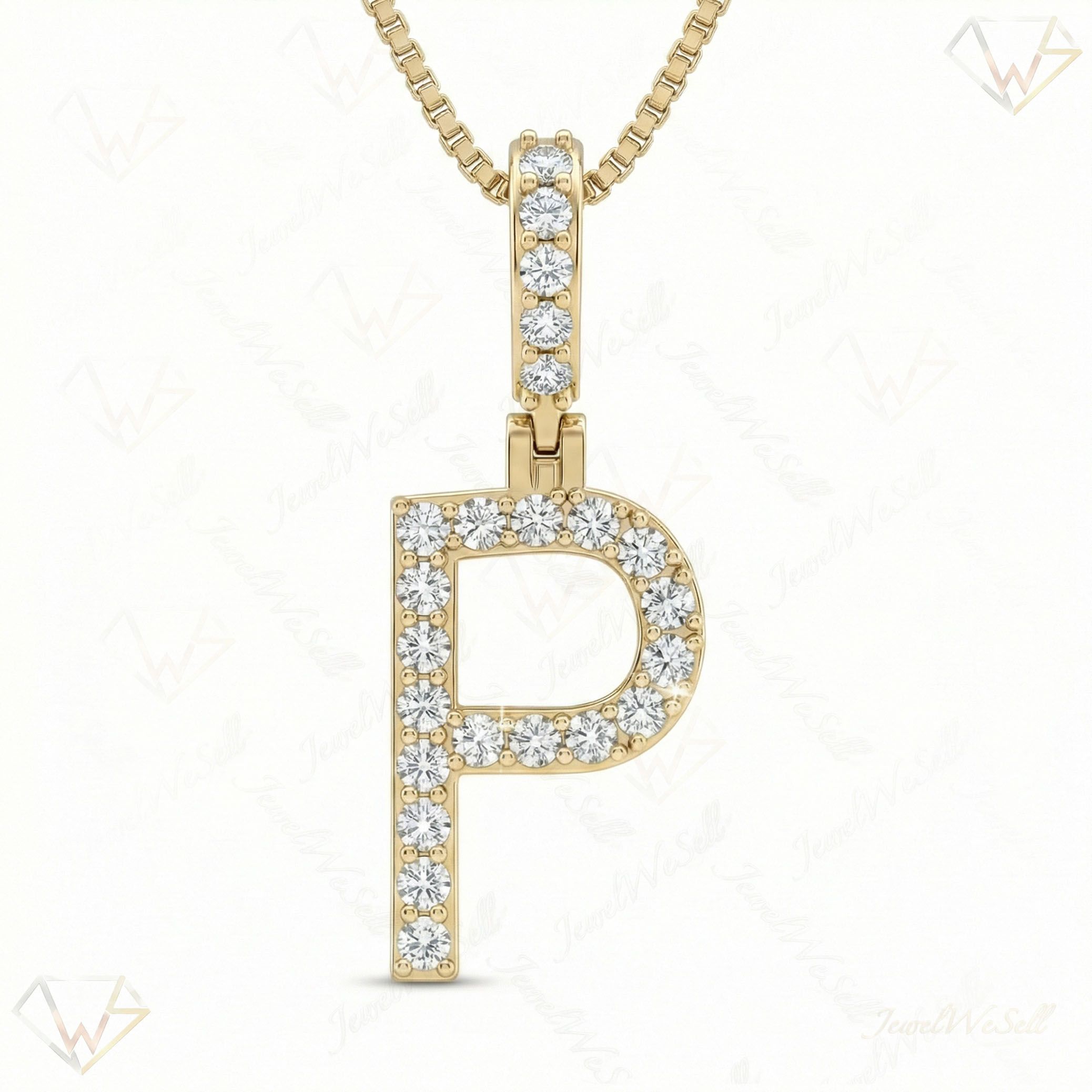 0.40 Ct EF VS Lab Grown Diamond P Classic Single Row Initial Pendant in 10k Yellow Gold 702562
