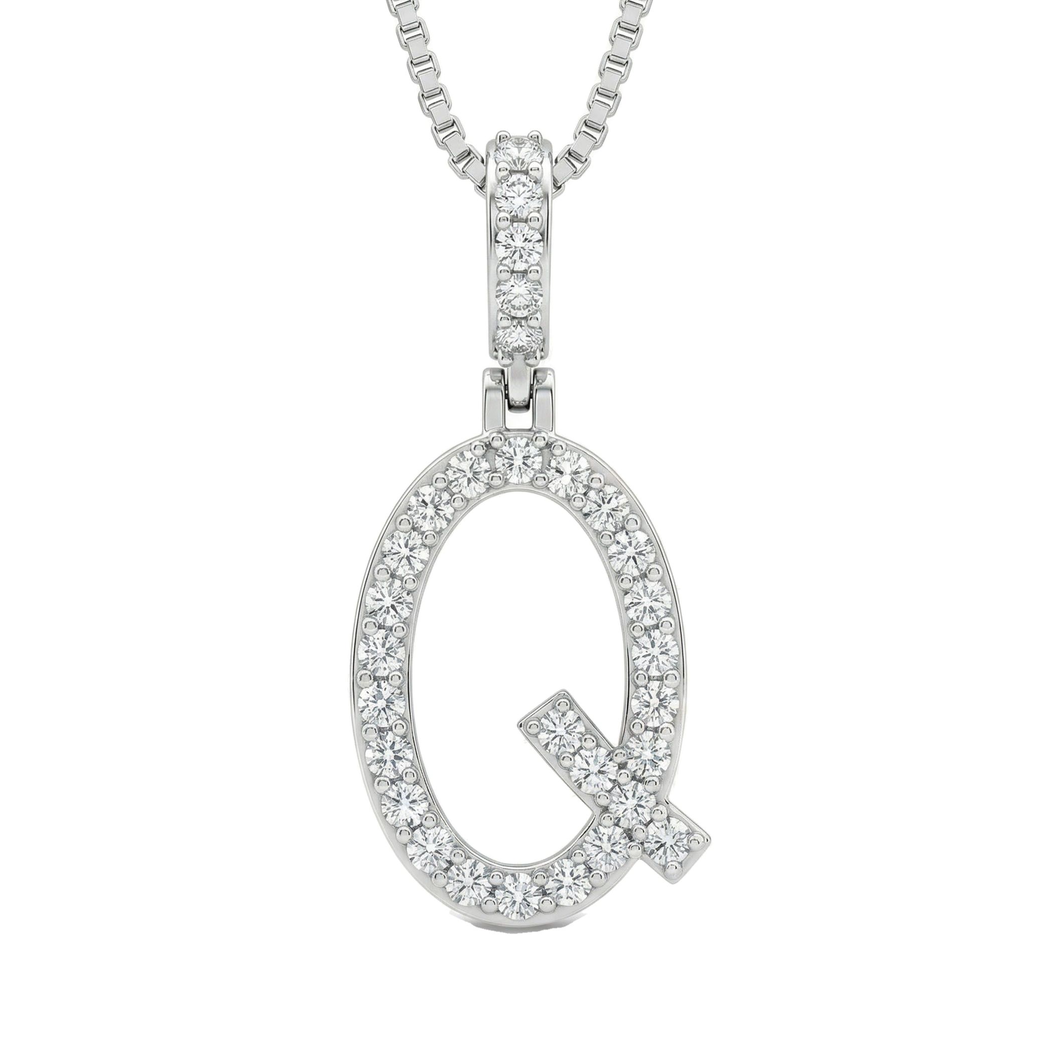 0.50 Ct EF VS Moissanite Q Classic Single Row Initial Pendant in 925 Sterling Silver 702563