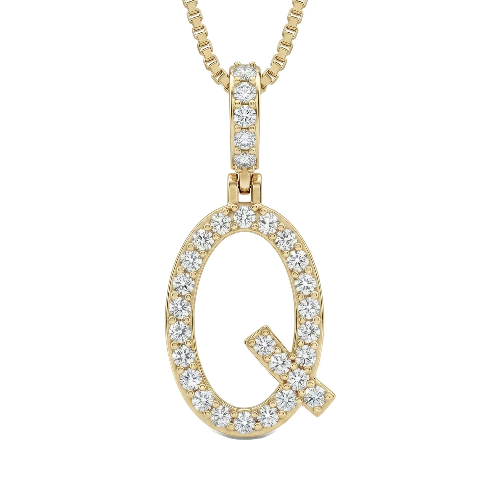 0.50 Ct EF VS Lab Grown Diamond Q Classic Single Row Initial Pendant in 10k Yellow Gold 702563