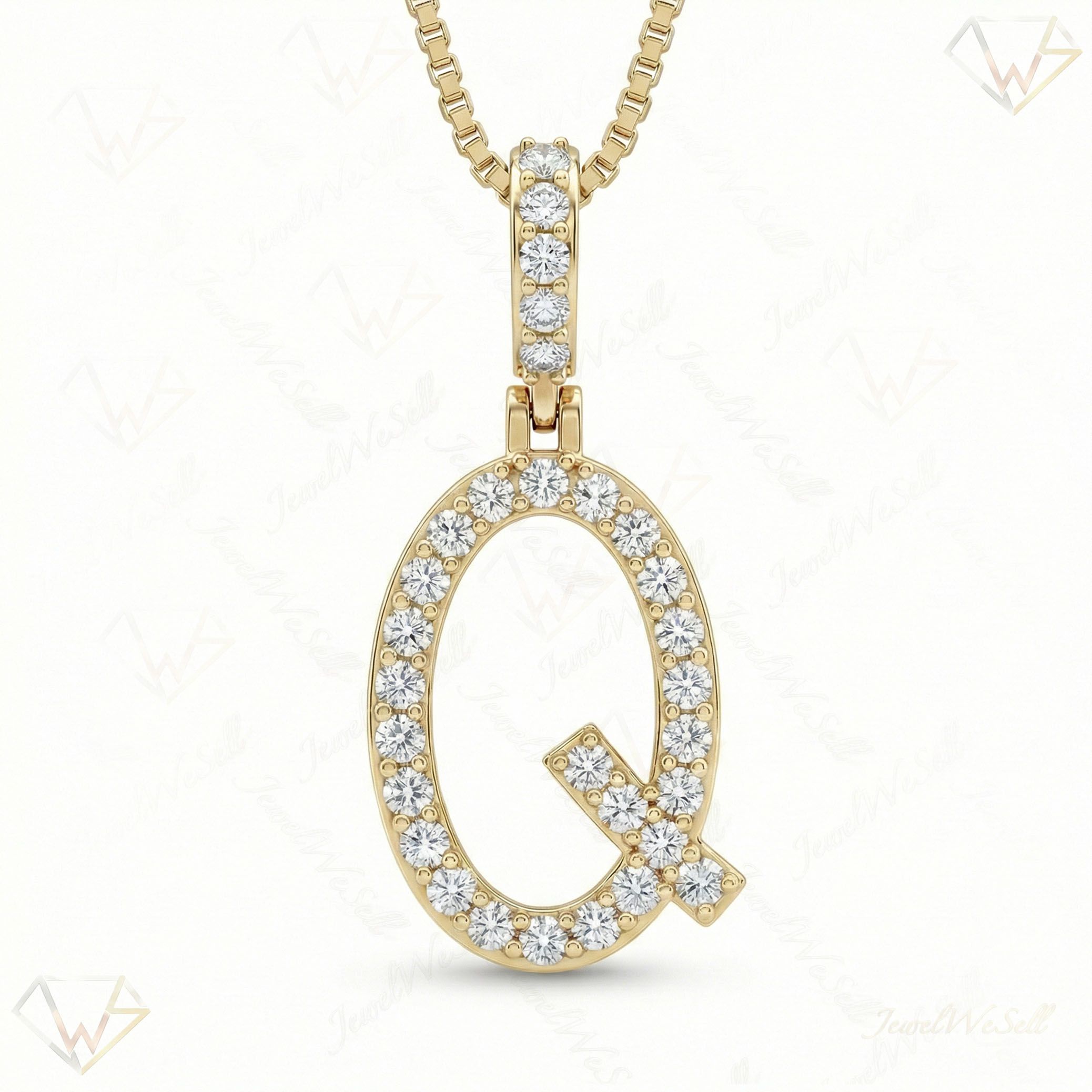 0.50 Ct EF VS Lab Grown Diamond Q Classic Single Row Initial Pendant in 14k Yellow Gold 702563