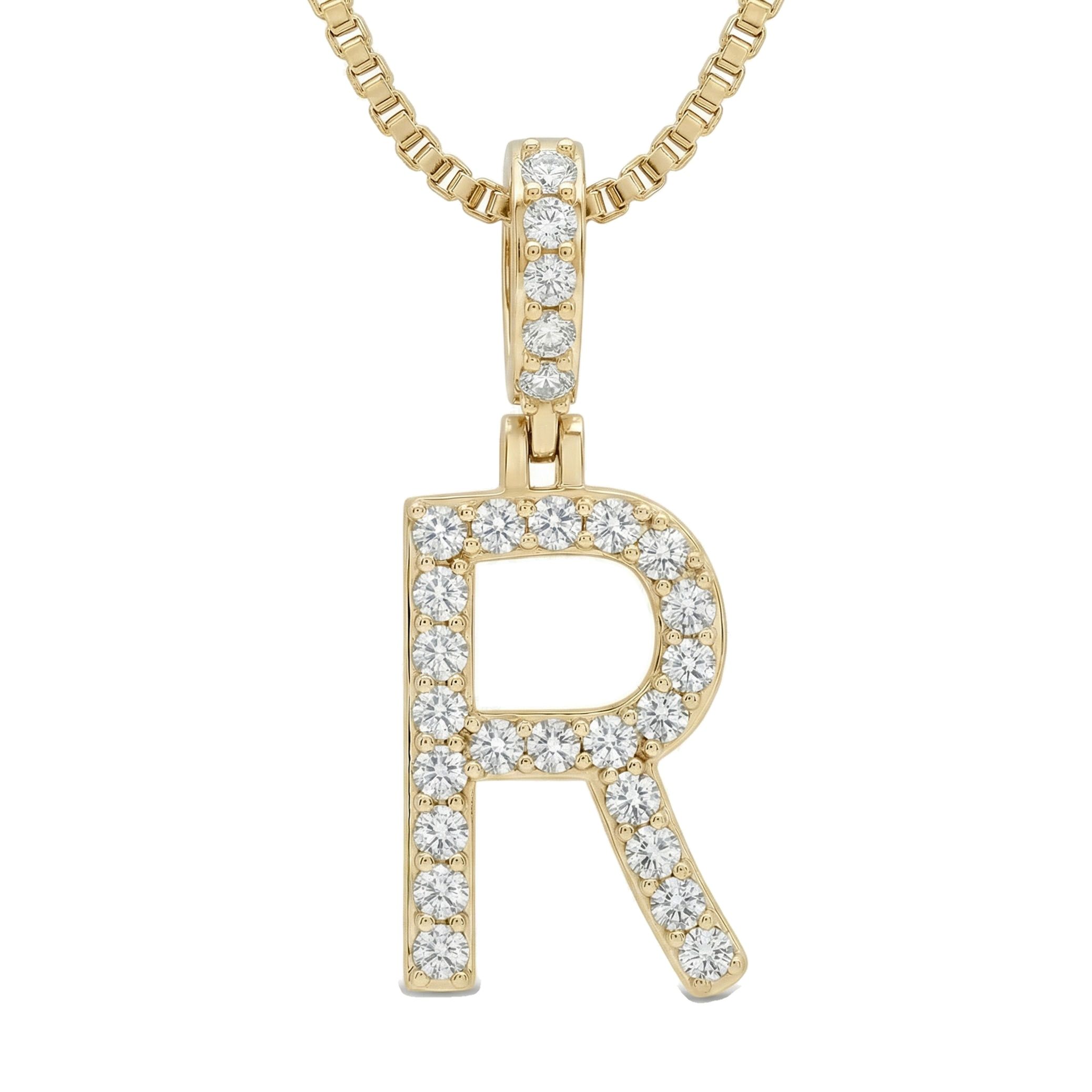 0.45 Ct EF VS Lab Grown Diamond R Classic Single Row Initial Pendant in 10k Yellow Gold 702564