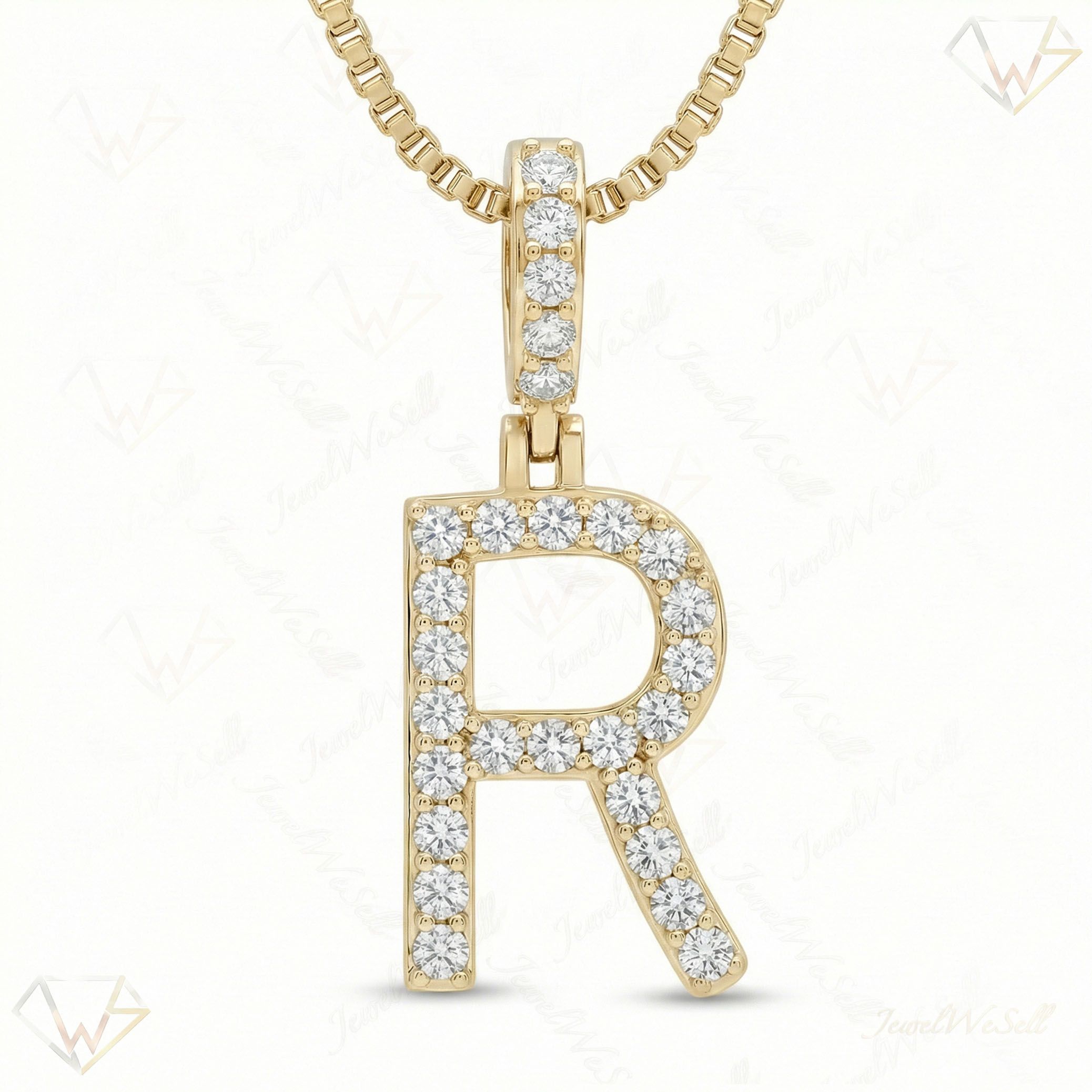 0.45 Ct EF VS Lab Grown Diamond R Classic Single Row Initial Pendant in 14k Yellow Gold 702564