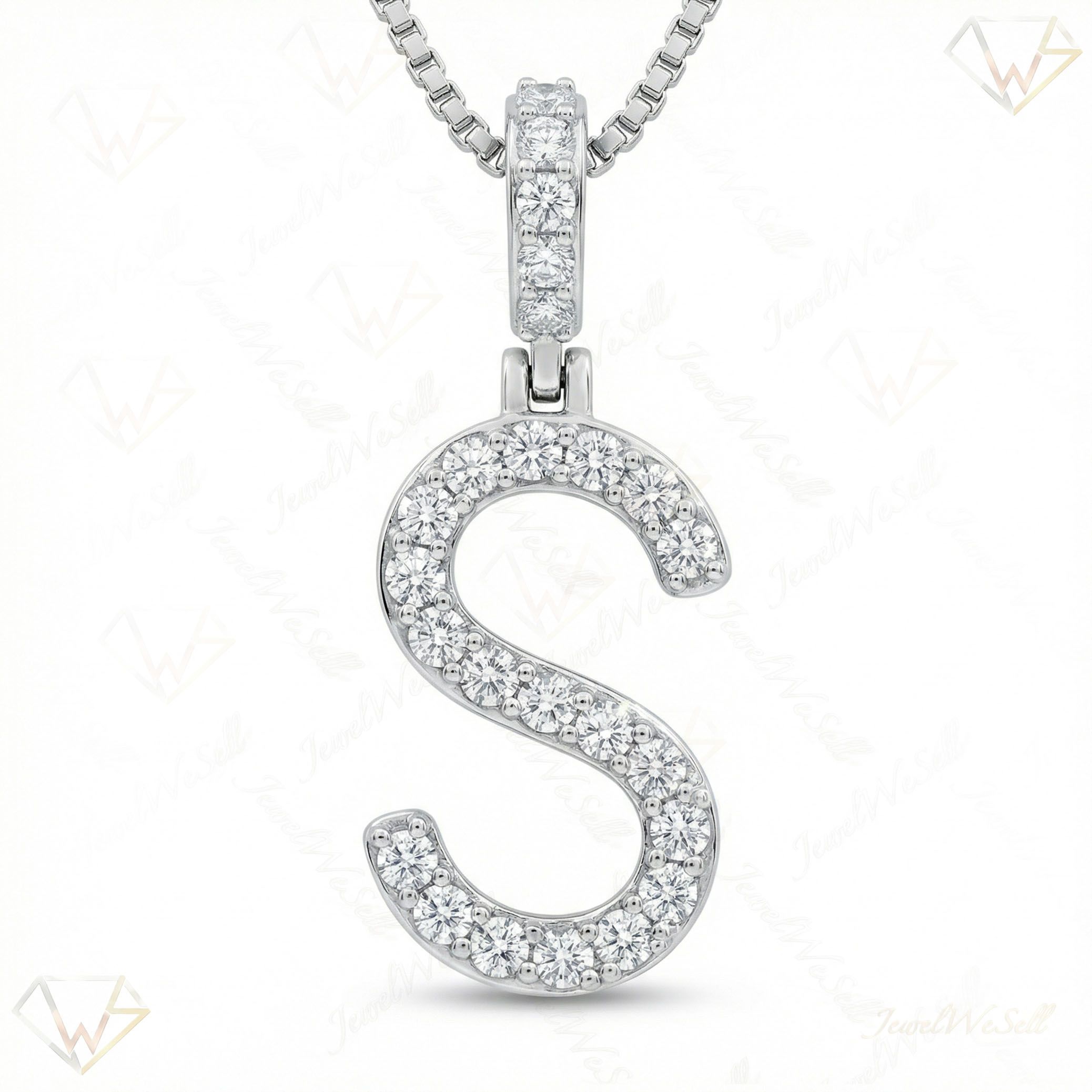 0.40 Ct EF VS Moissanite S Classic Single Row Initial Pendant in 925 Sterling Silver 702565