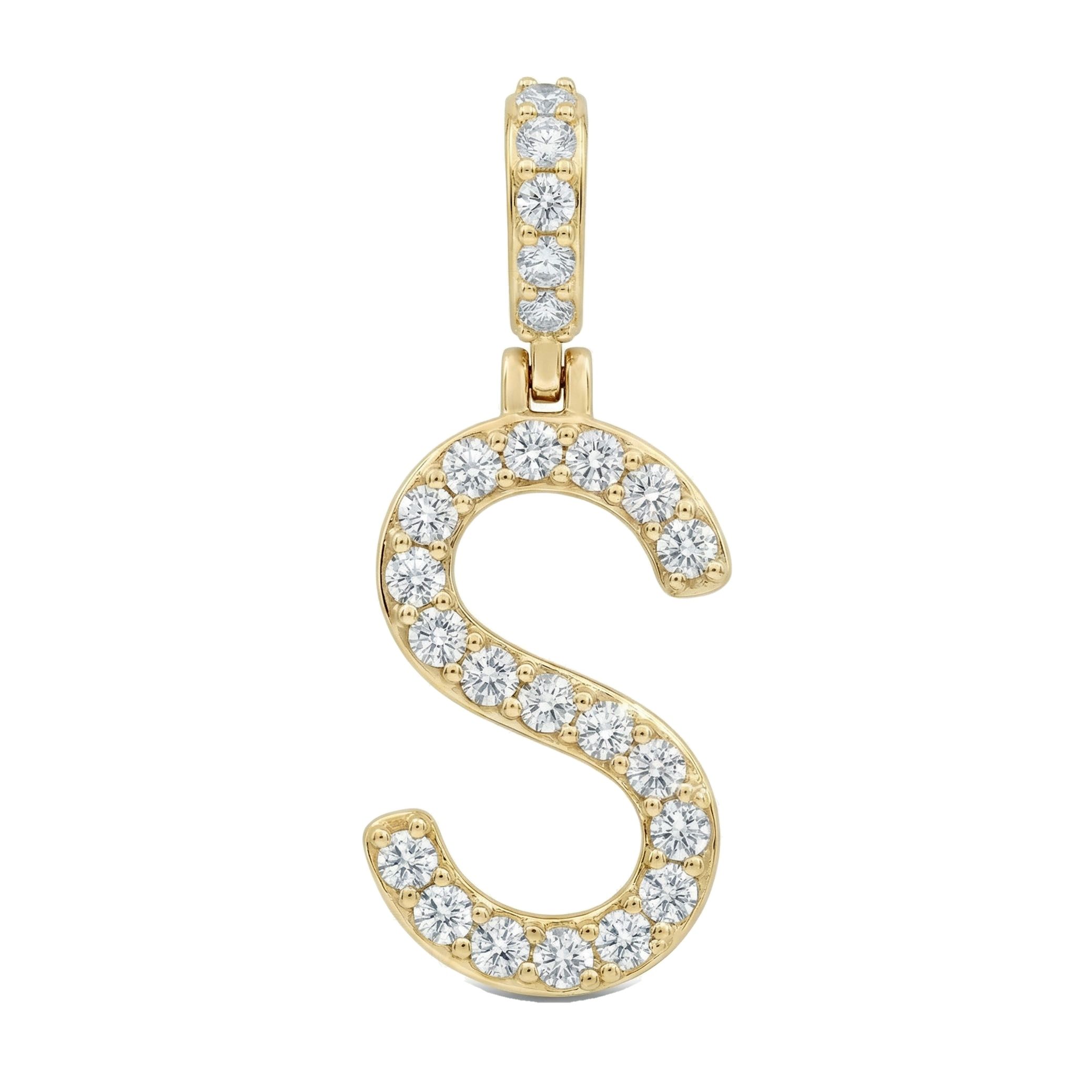 0.40 Ct EF VS Lab Grown Diamond S Classic Single Row Initial Pendant in 14k Yellow Gold 702565
