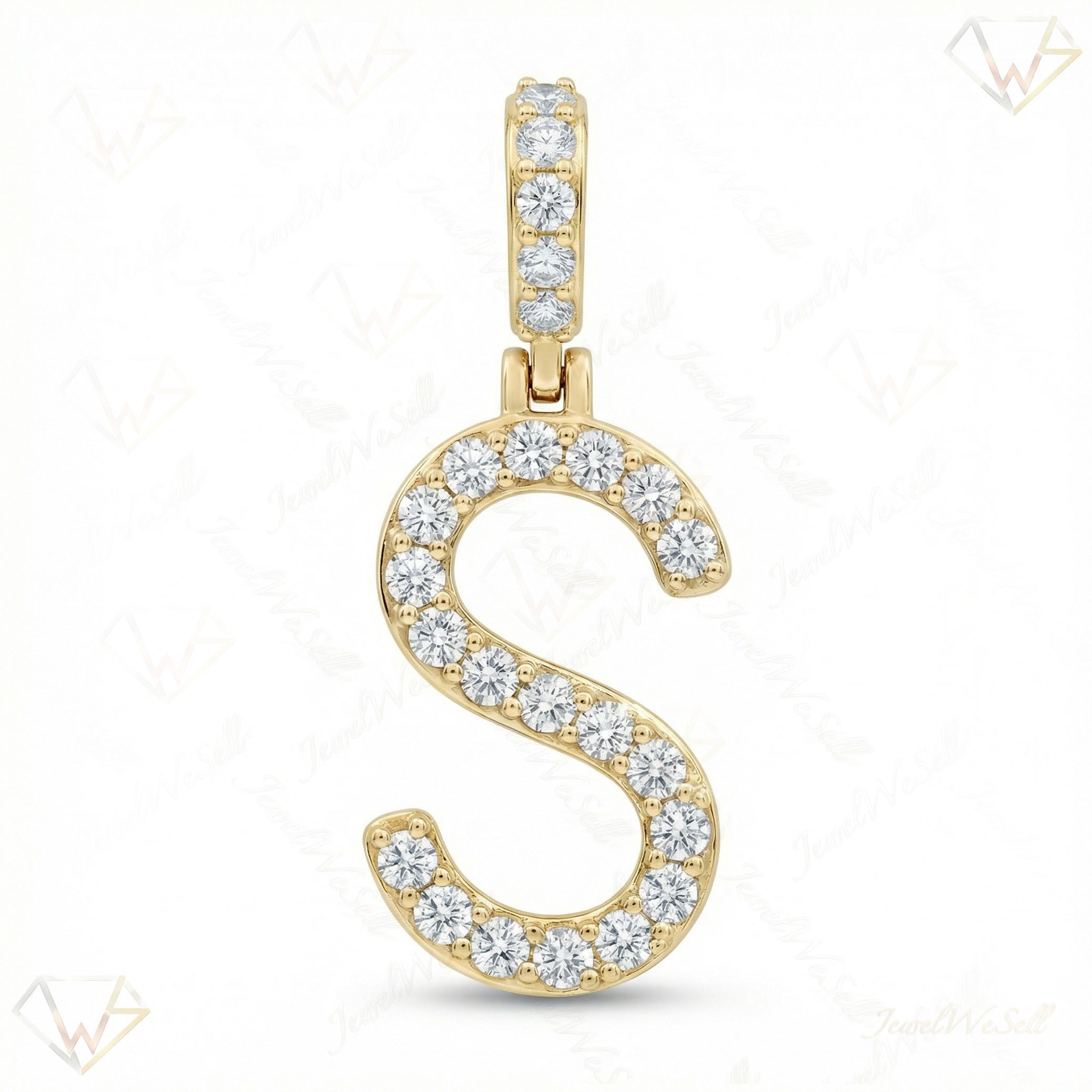 0.40 Ct EF VS Lab Grown Diamond S Classic Single Row Initial Pendant in 10k Yellow Gold 702565