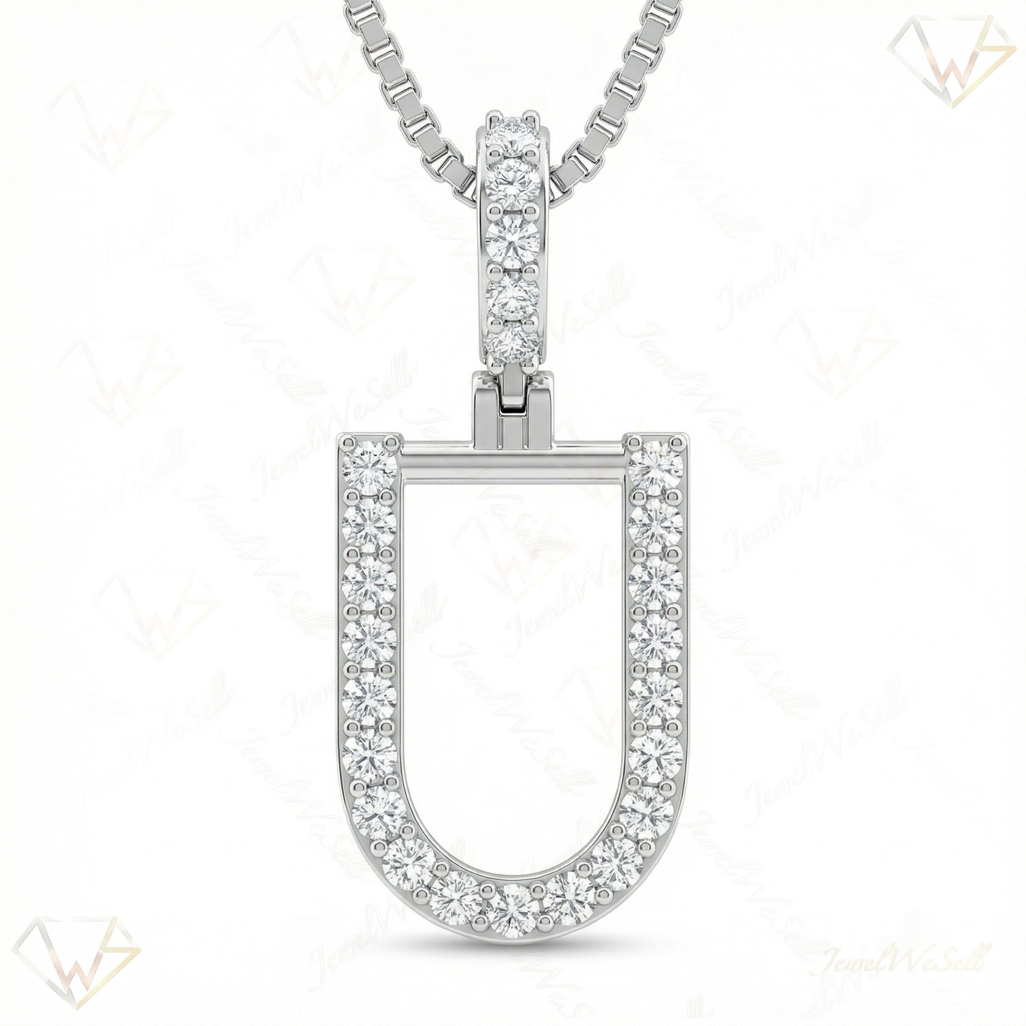 0.40 Ct EF VS Moissanite U Classic Single Row Initial Pendant in 925 Sterling Silver 702567