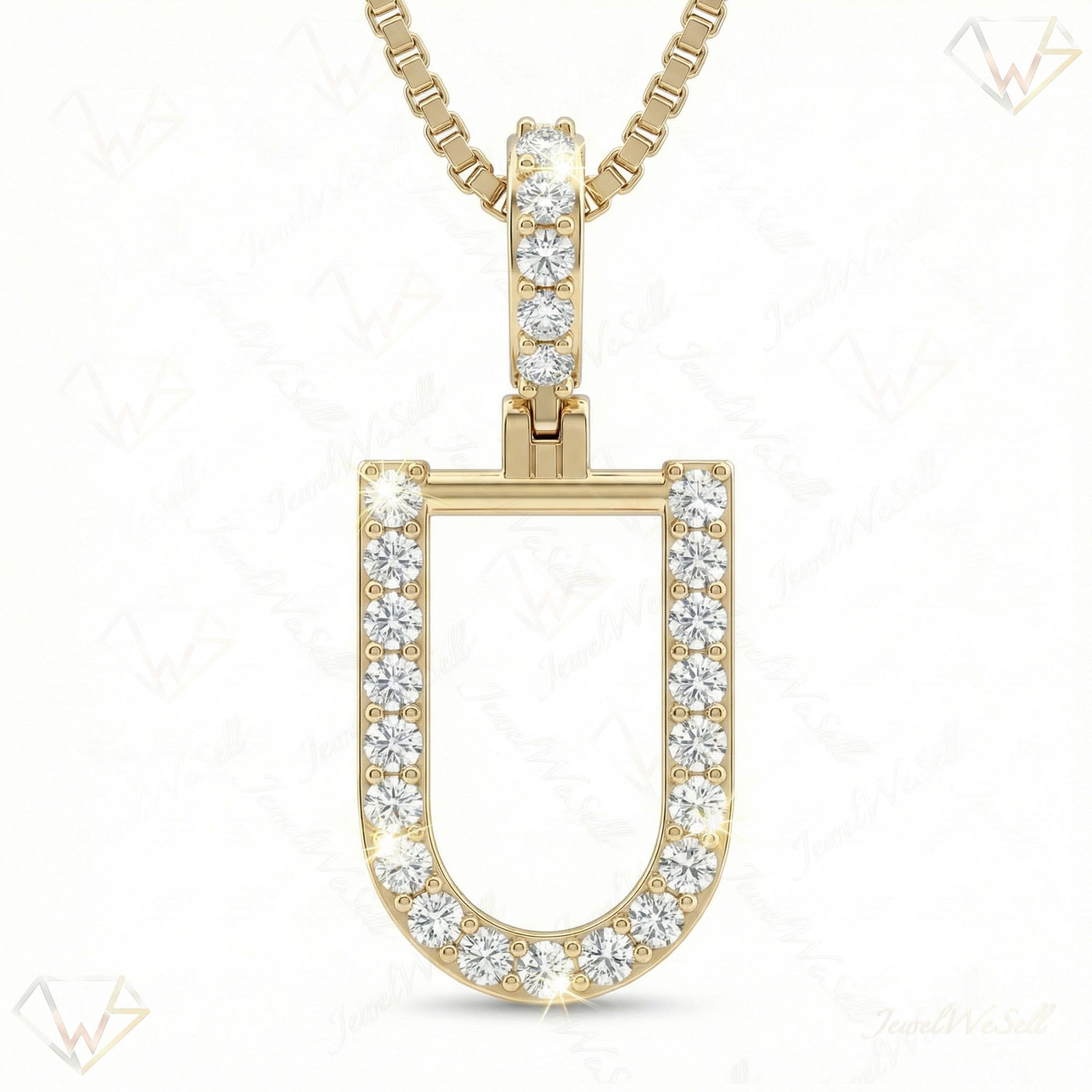 0.40 Ct EF VS Lab Grown Diamond U Classic Single Row Initial Pendant in 10k Yellow Gold 702567