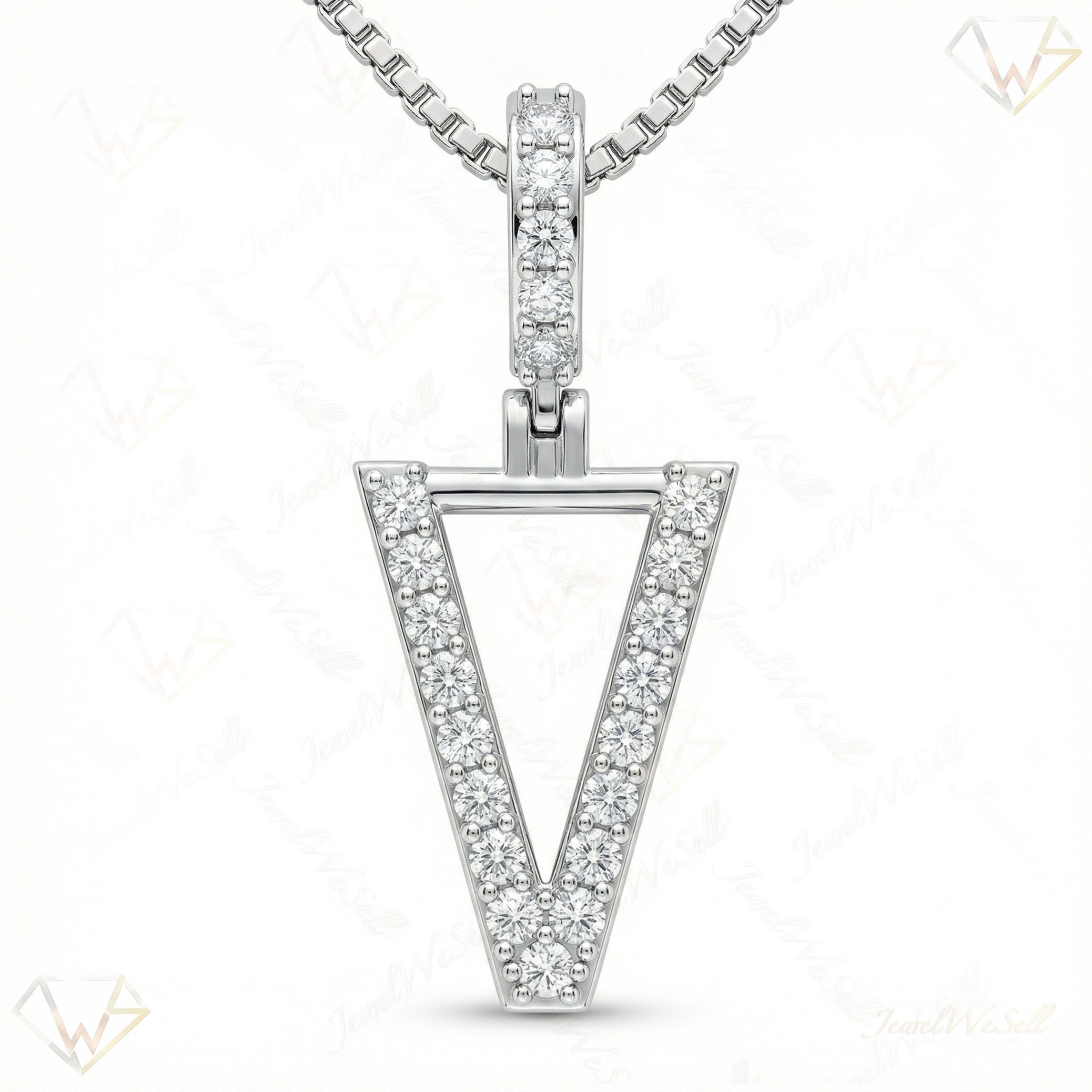 0.35 Ct EF VS Lab Grown Diamond V Classic Single Row Initial Pendant in 10k White Gold 702568