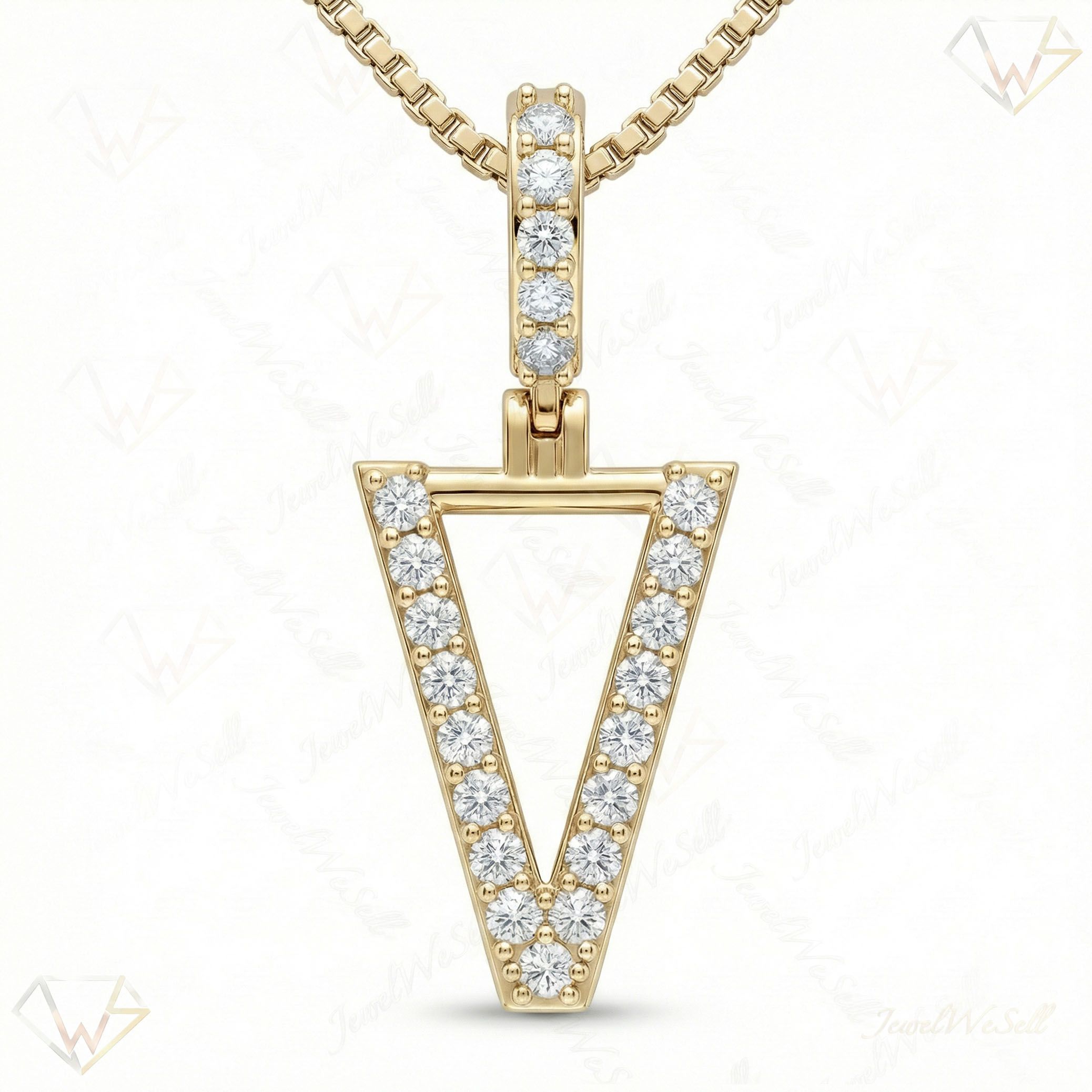 0.35 Ct EF VS Lab Grown Diamond V Classic Single Row Initial Pendant in 10k Yellow Gold 702568