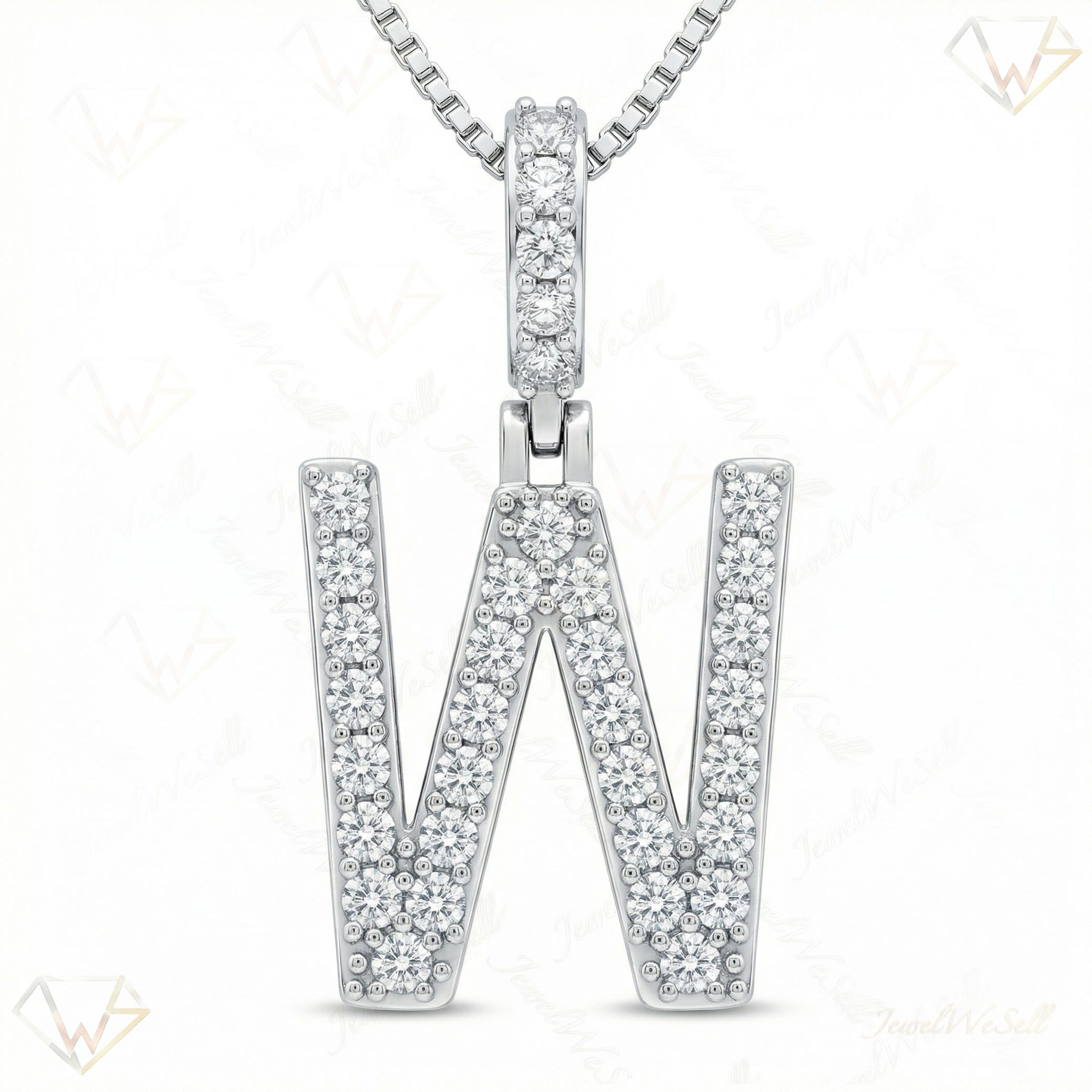 0.55 Ct EF VS Lab Grown Diamond W Classic Single Row Initial Pendant in 10k White Gold 702569