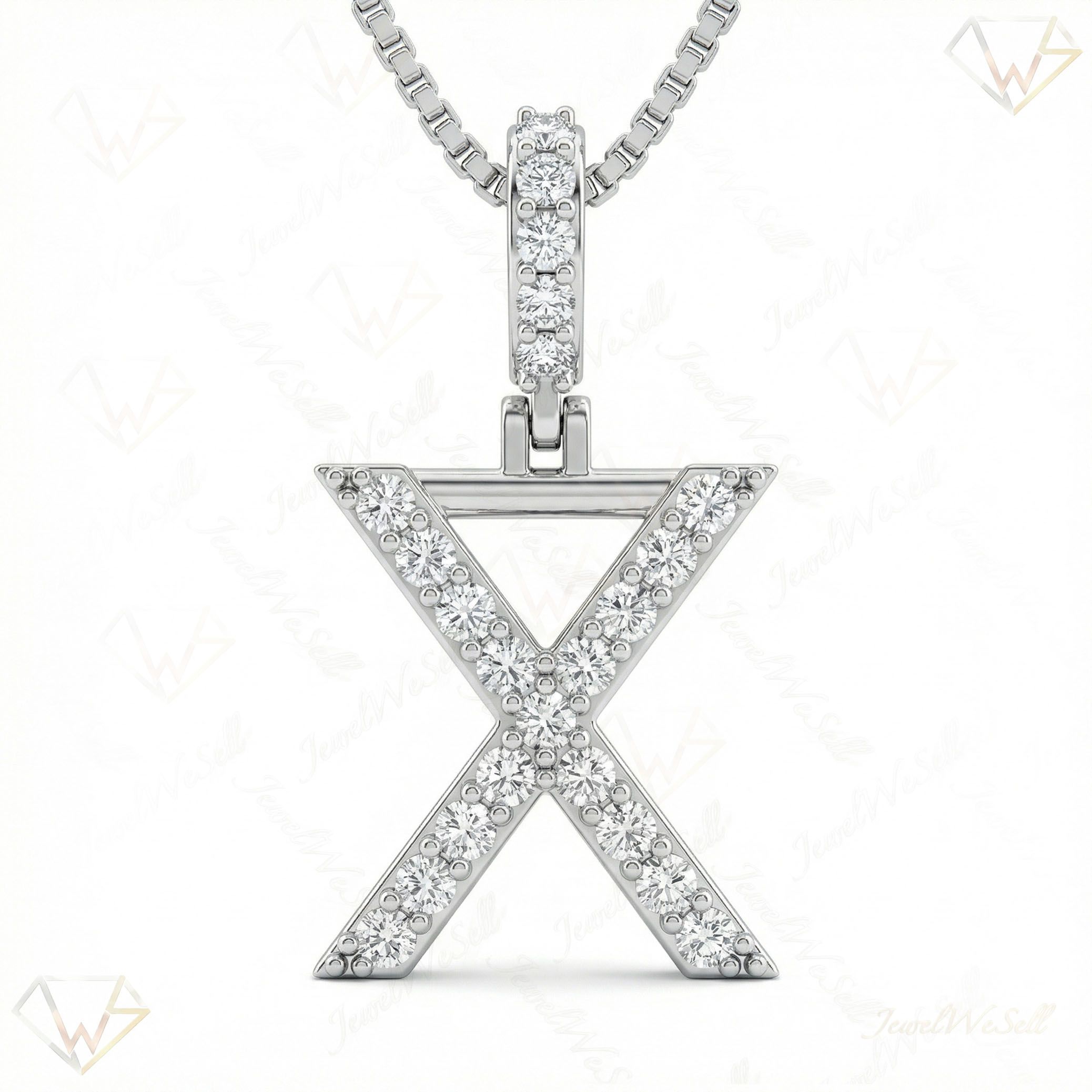 0.35 Ct EF VS Moissanite X Classic Single Row Initial Pendant in 925 Sterling Silver 702570