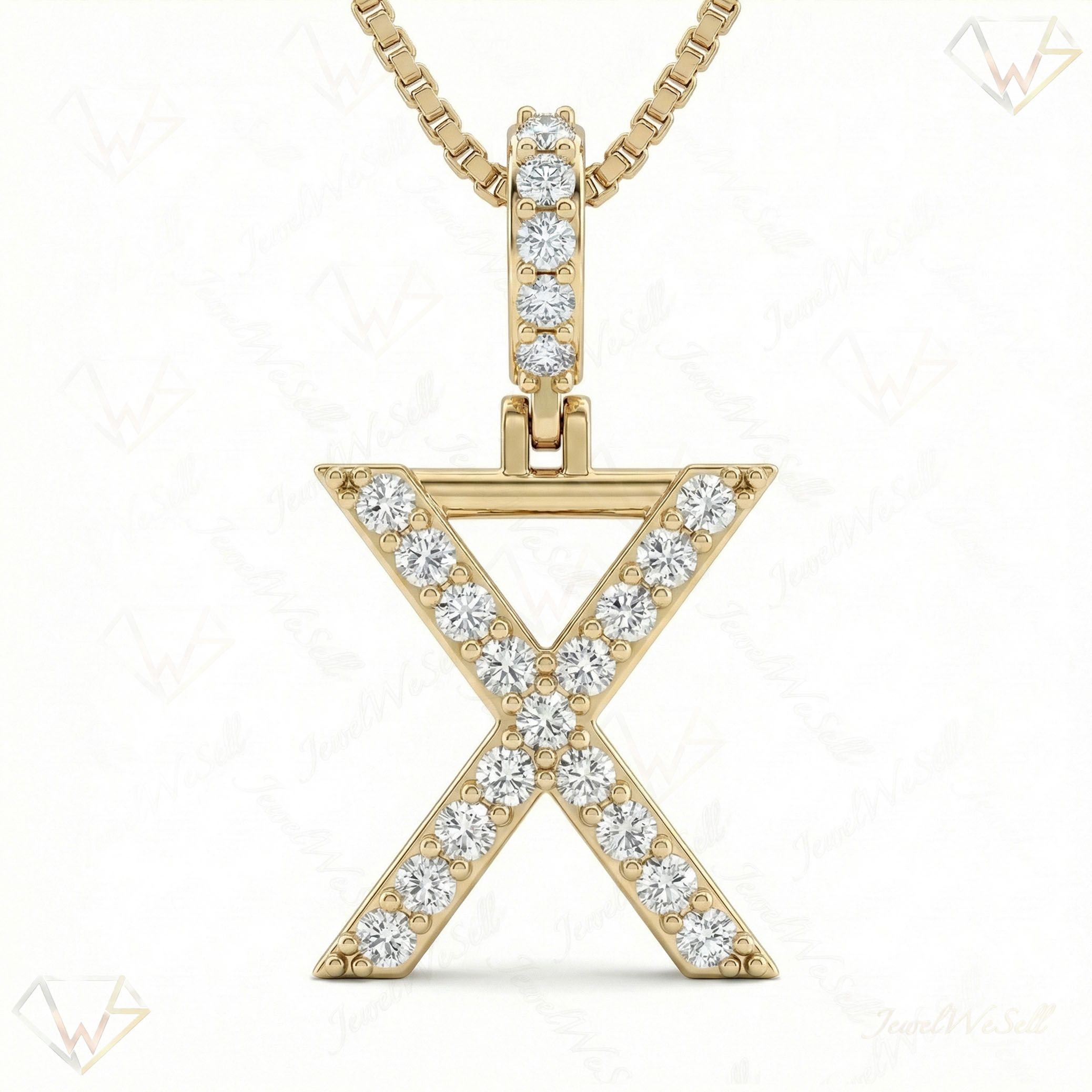 0.35 Ct EF VS Lab Grown Diamond X Classic Single Row Initial Pendant in 10k Yellow Gold 702570