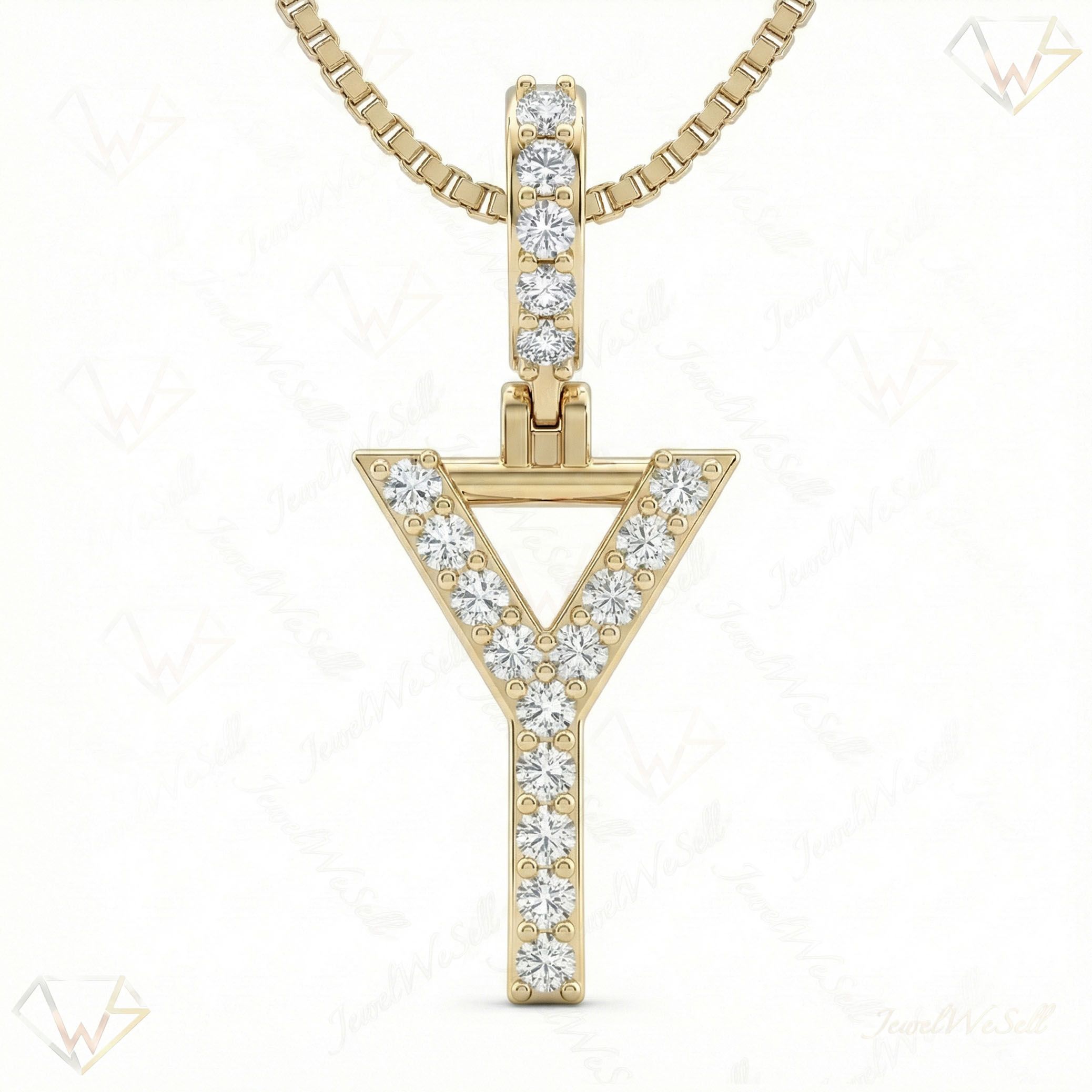 0.30 Ct EF VS Lab Grown Diamond Y Classic Single Row Initial Pendant in 14k Yellow Gold 702571