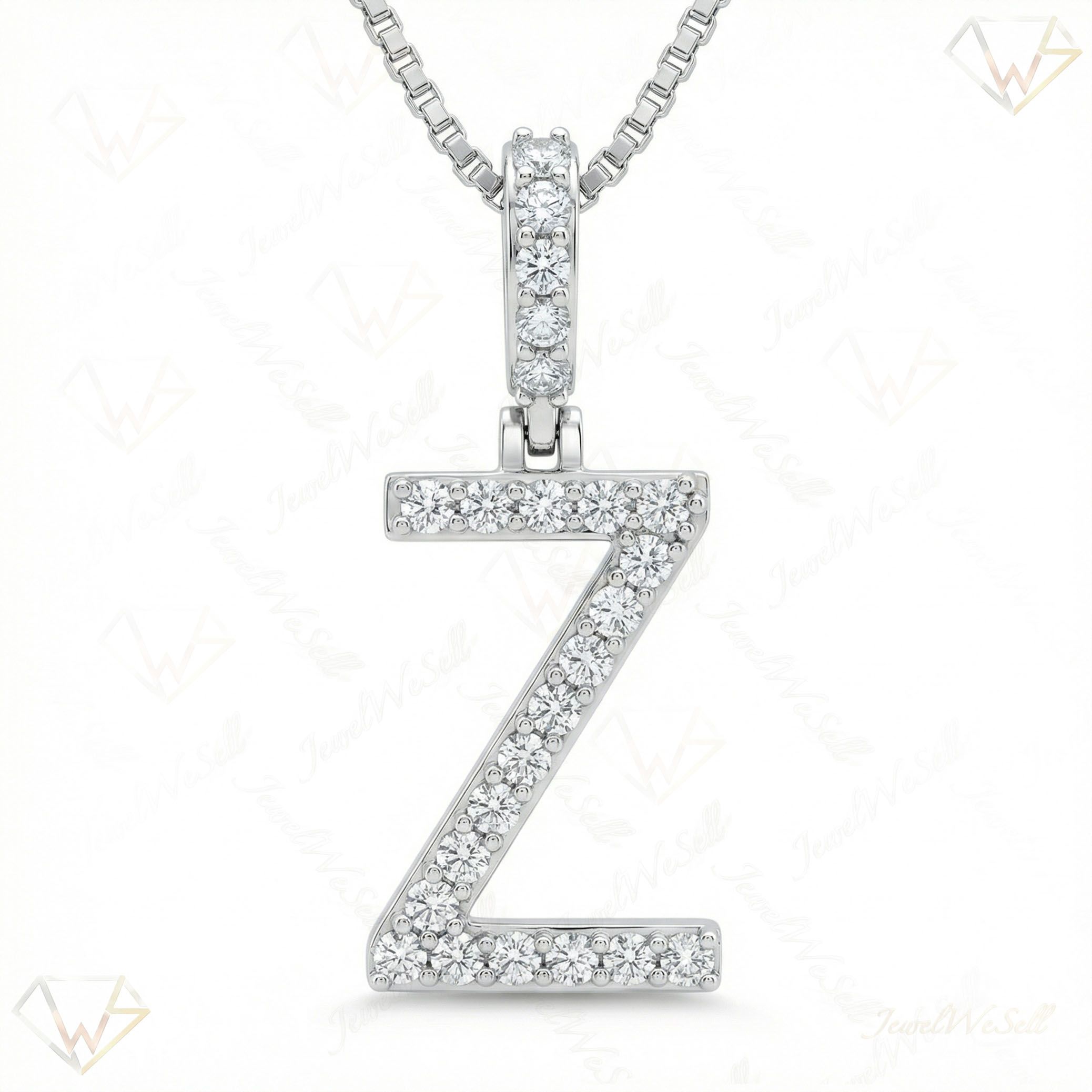 0.40 Ct EF VS Lab Grown Diamond Z Classic Single Row Initial Pendant in 10k White Gold 702572