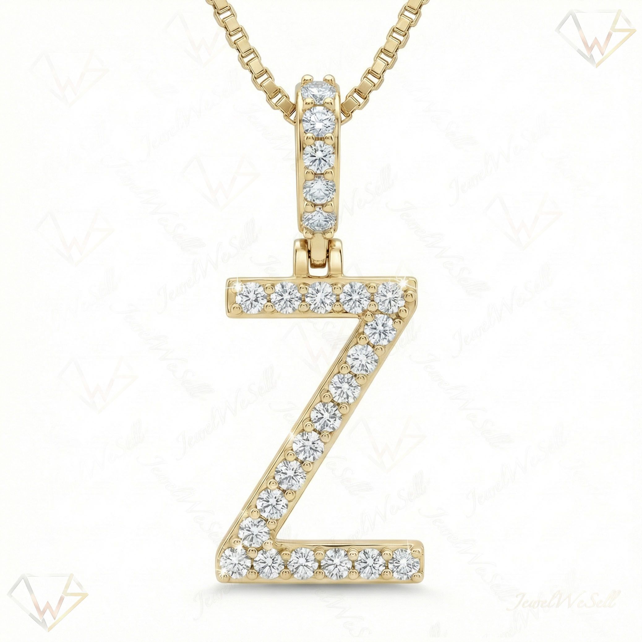 0.40 Ct EF VS Lab Grown Diamond Z Classic Single Row Initial Pendant in 10k Yellow Gold 702572