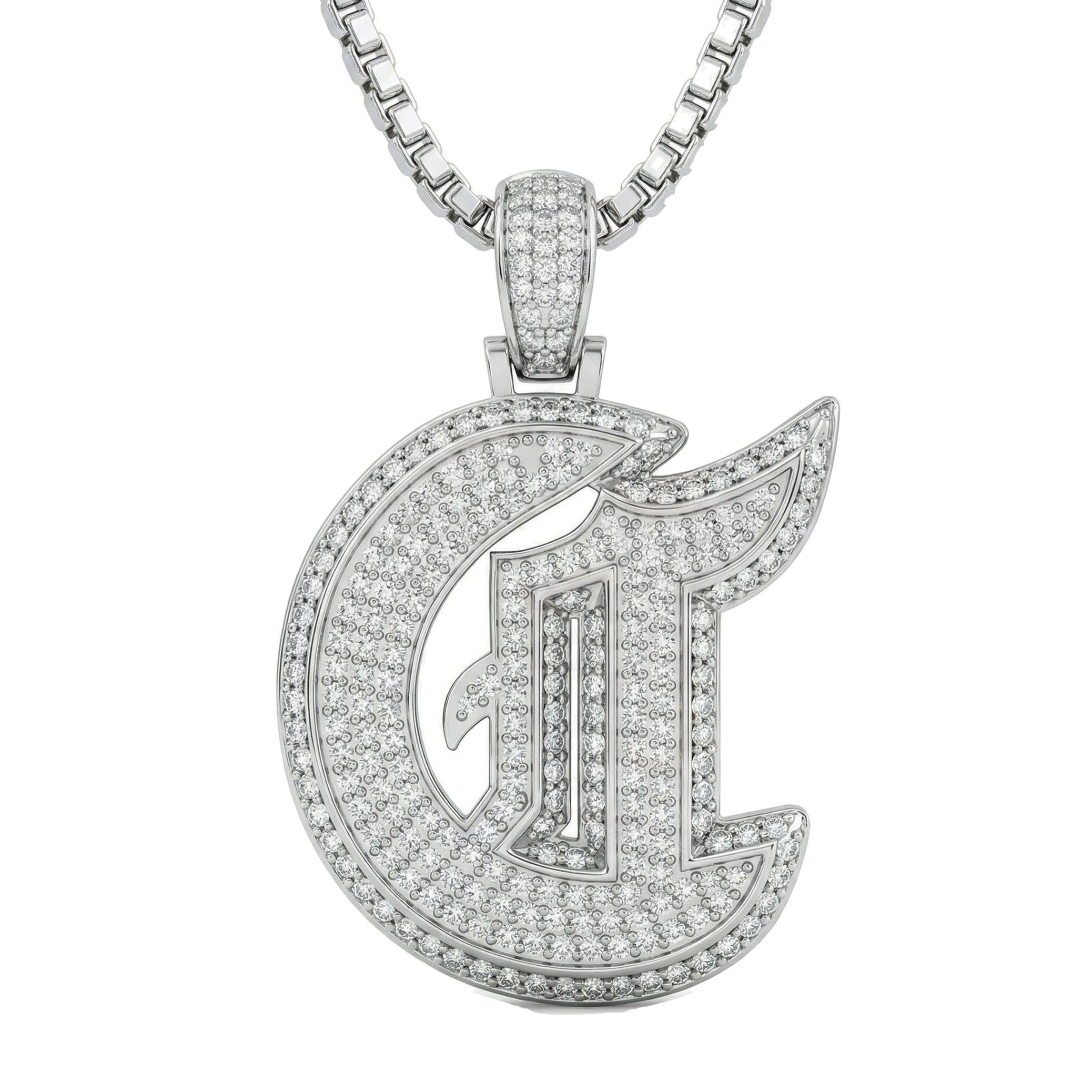 1.65 Ct EF VS Lab Grown Diamond C Old English Initial Pendant in 14k White Gold 702975