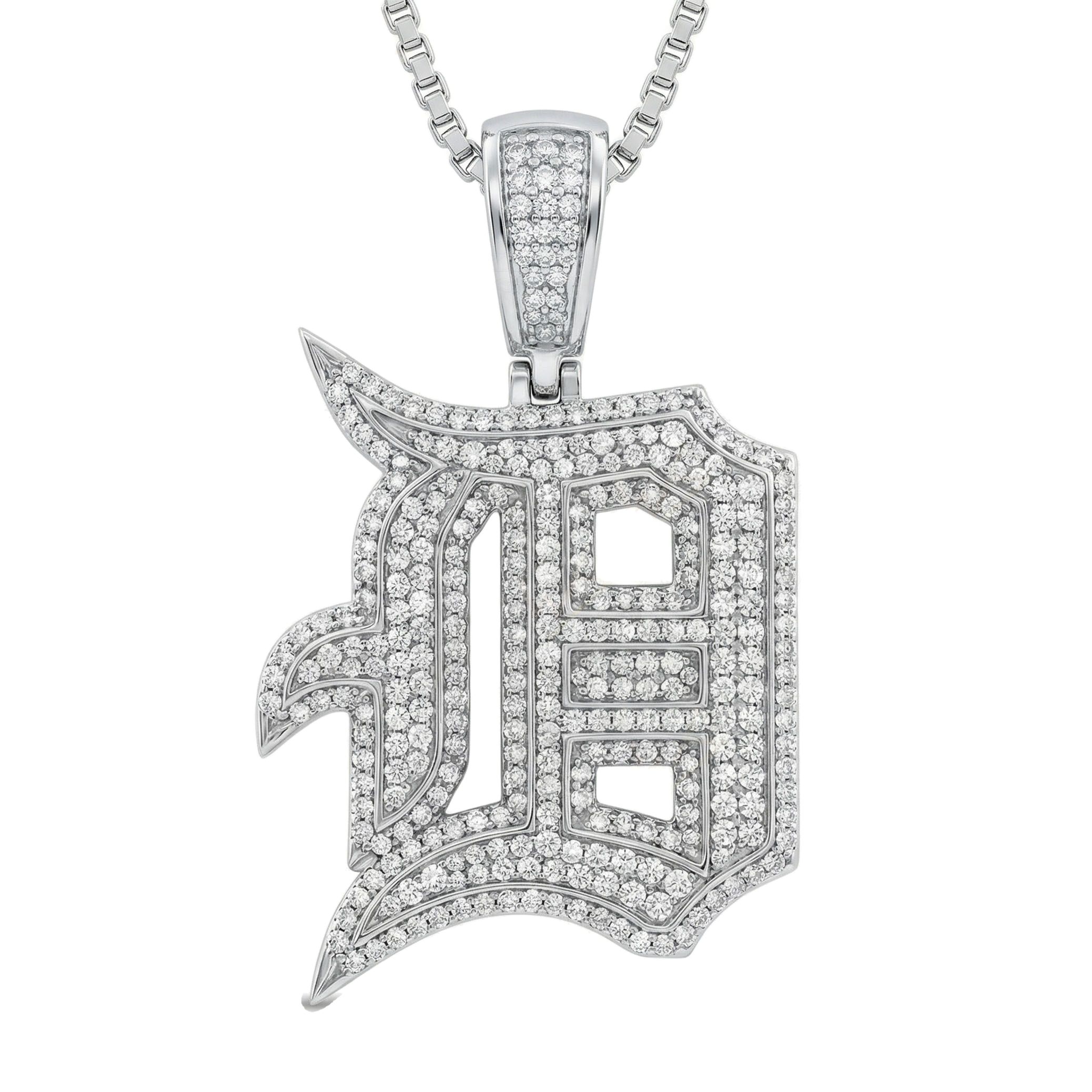 1.80 Ct EF VS Lab Grown Diamond D Old English Initial Pendant in 10k White Gold 702976