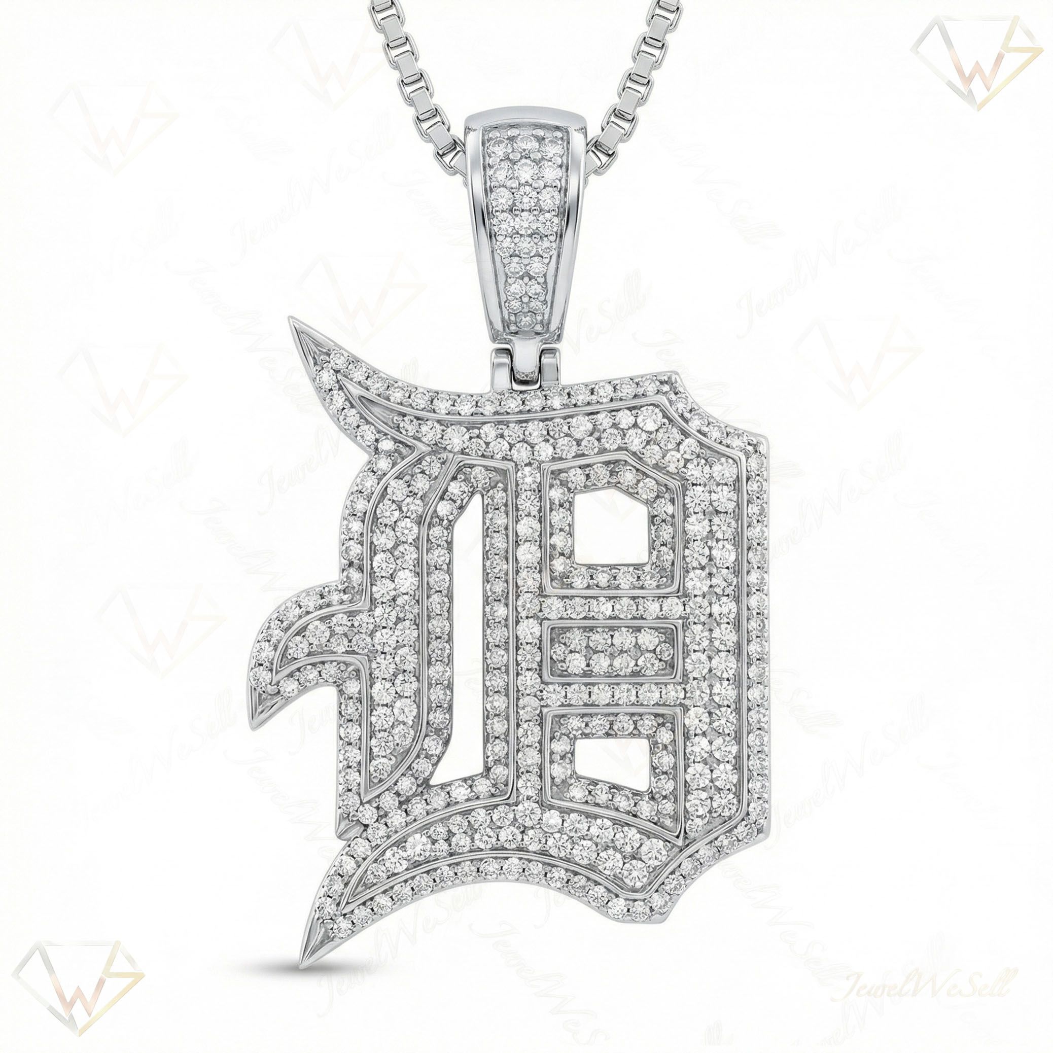 1.80 Ct EF VS Lab Grown Diamond D Old English Initial Pendant in 14k White Gold 702976
