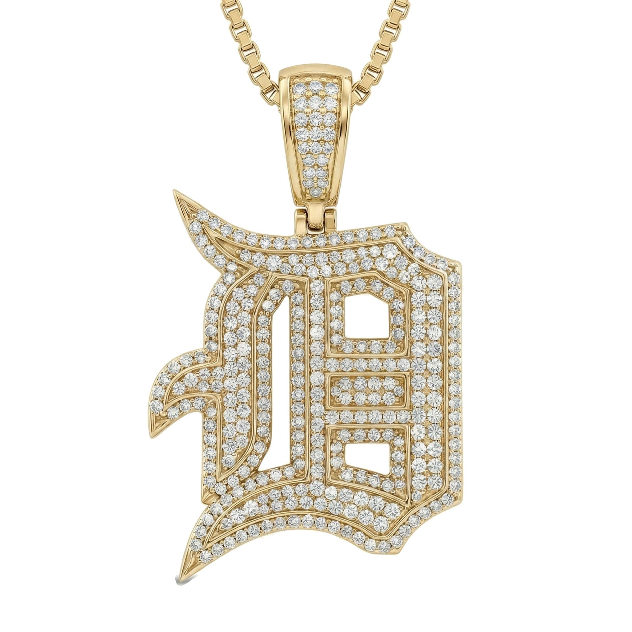 1.80 Ct EF VS Lab Grown Diamond D Old English Initial Pendant in 10k Yellow Gold 702976