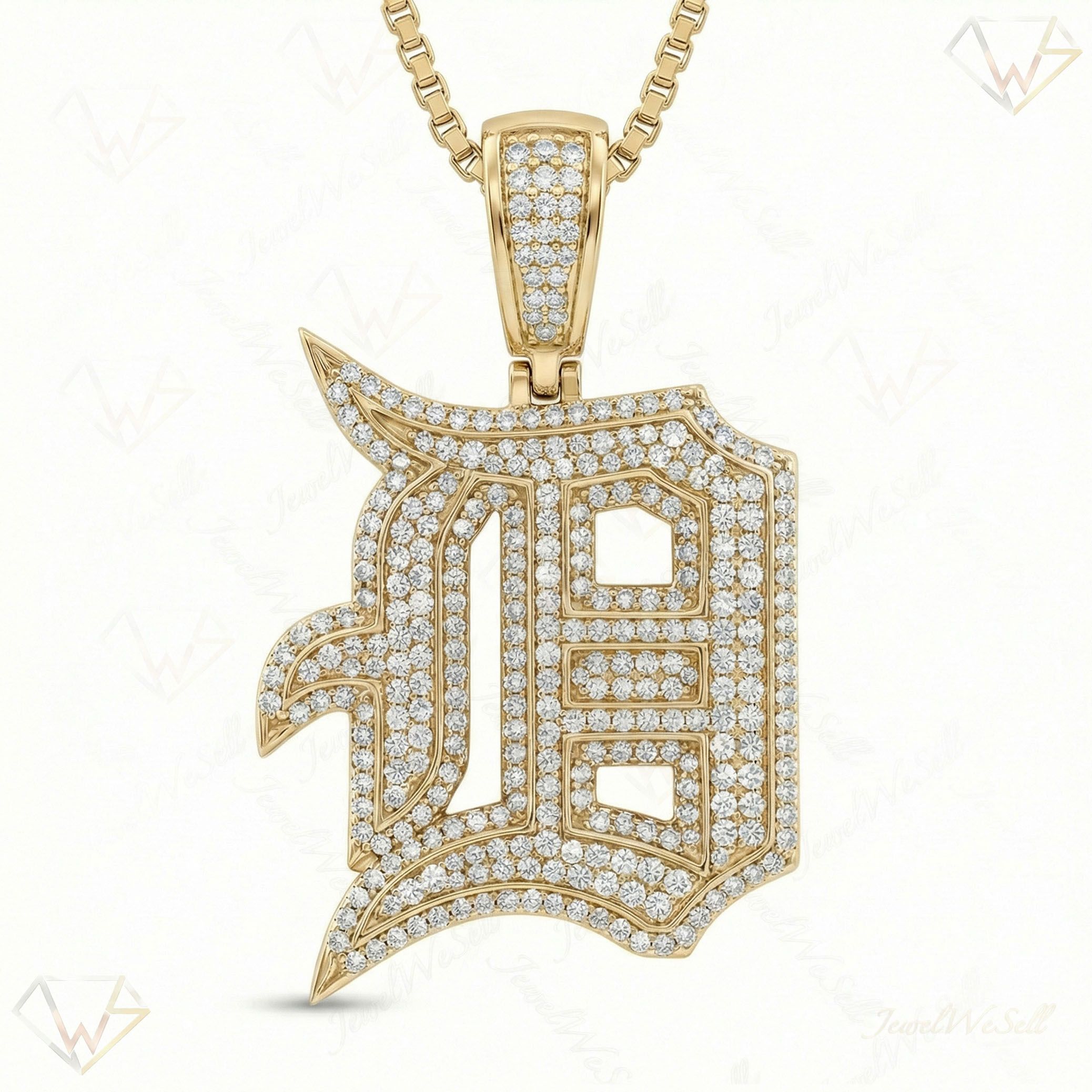 1.80 Ct EF VS Lab Grown Diamond D Old English Initial Pendant in 14k Yellow Gold 702976