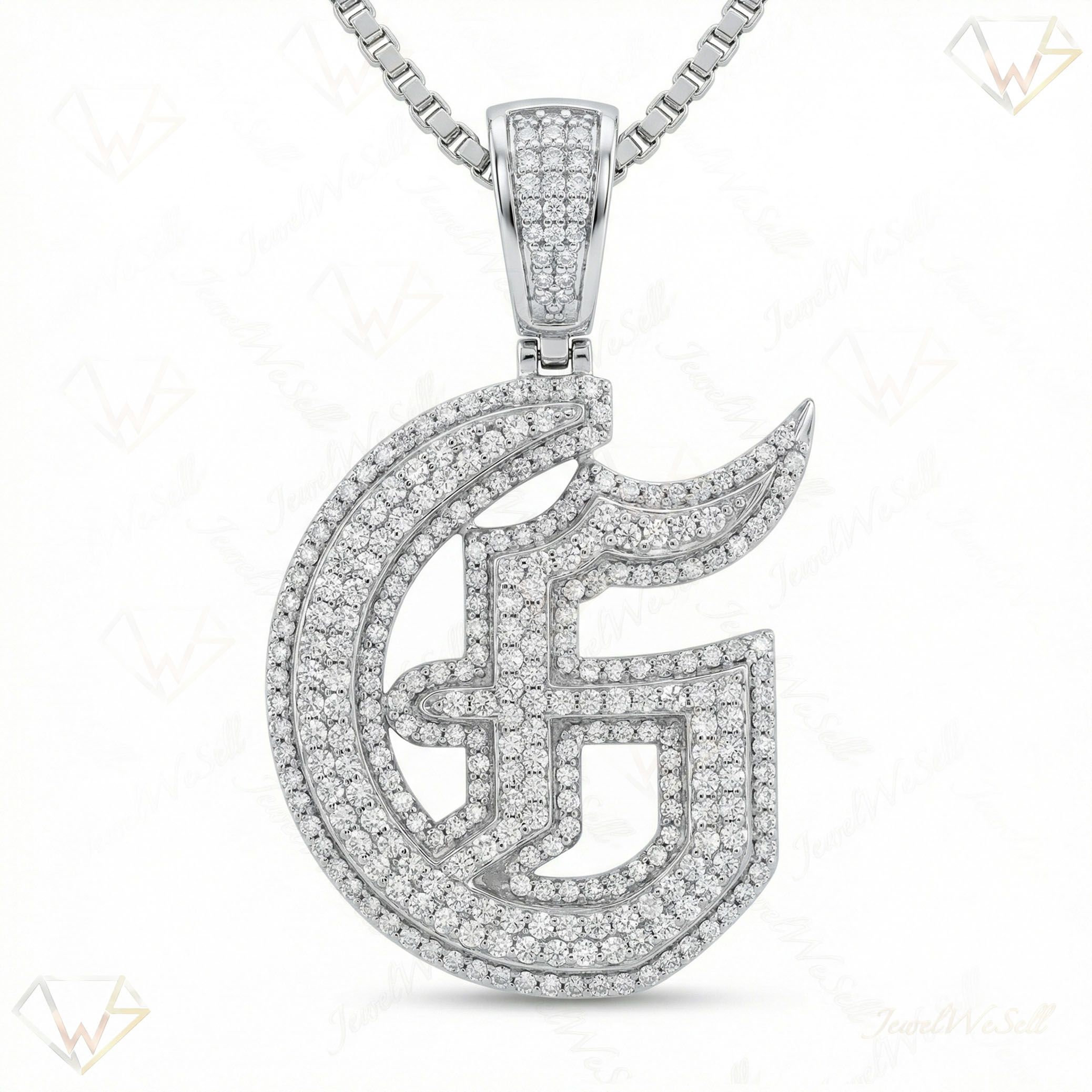 1.95 Ct EF VS Lab Grown Diamond G Old English Initial Pendant in 10k White Gold 702979