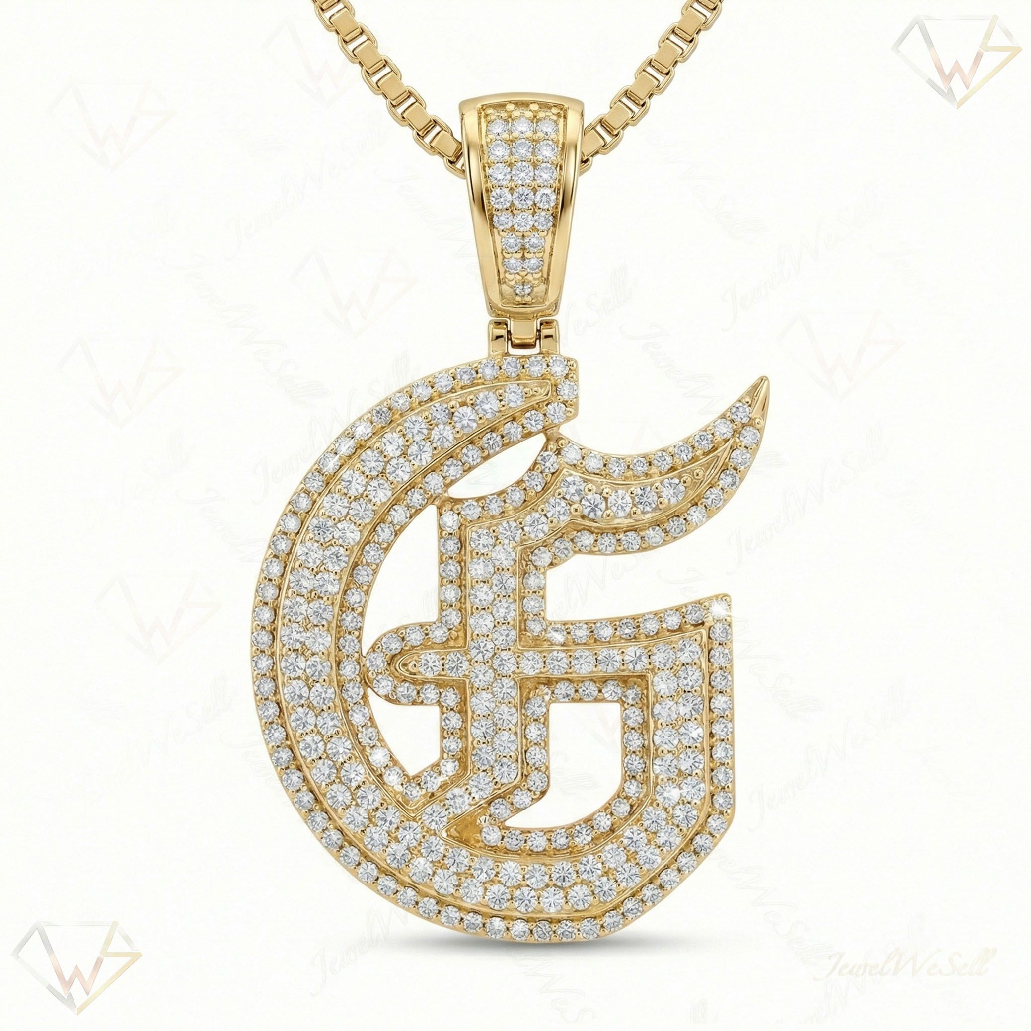 1.95 Ct EF VS Lab Grown Diamond G Old English Initial Pendant in 14k Yellow Gold 702979